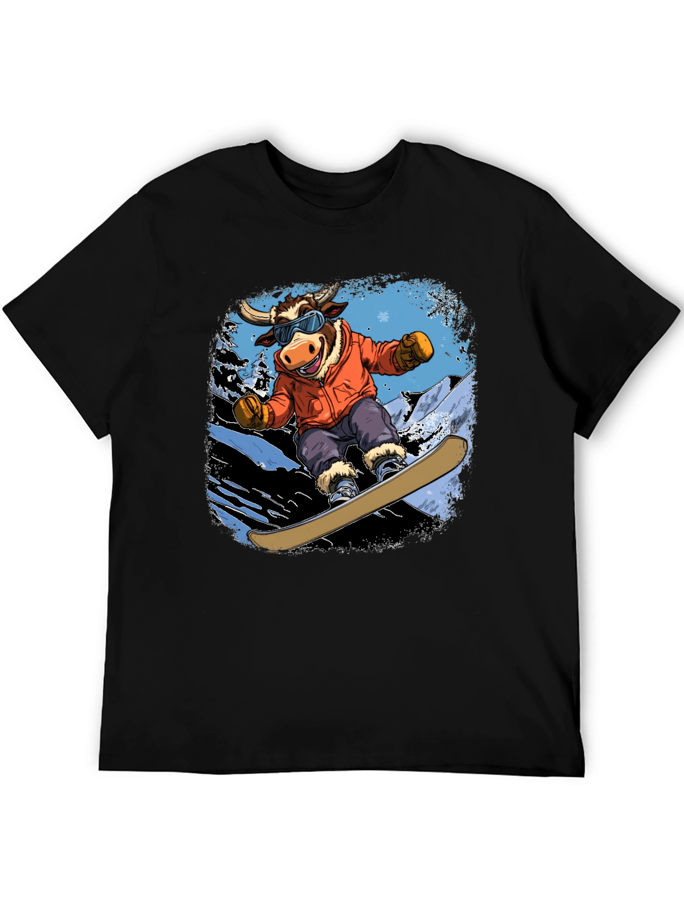 Snowboarding Bull Graphic Tee
