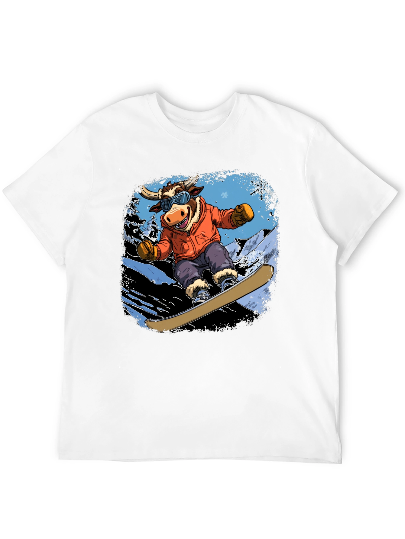 Snowboarding Bull Graphic Tee