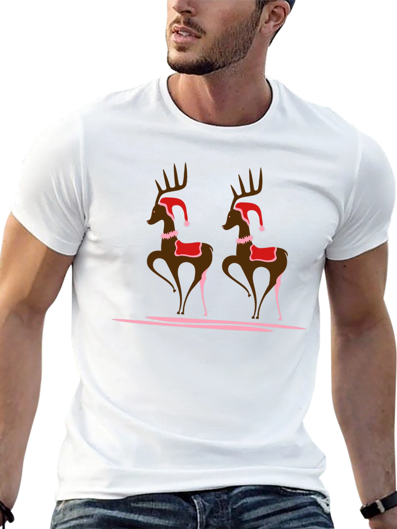 Festive Deer Graphic T-Shirt