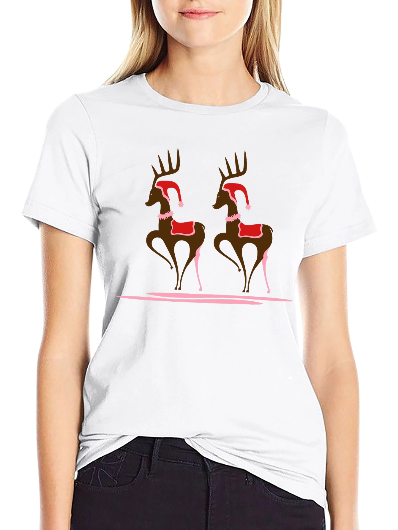 Festive Deer Graphic T-Shirt