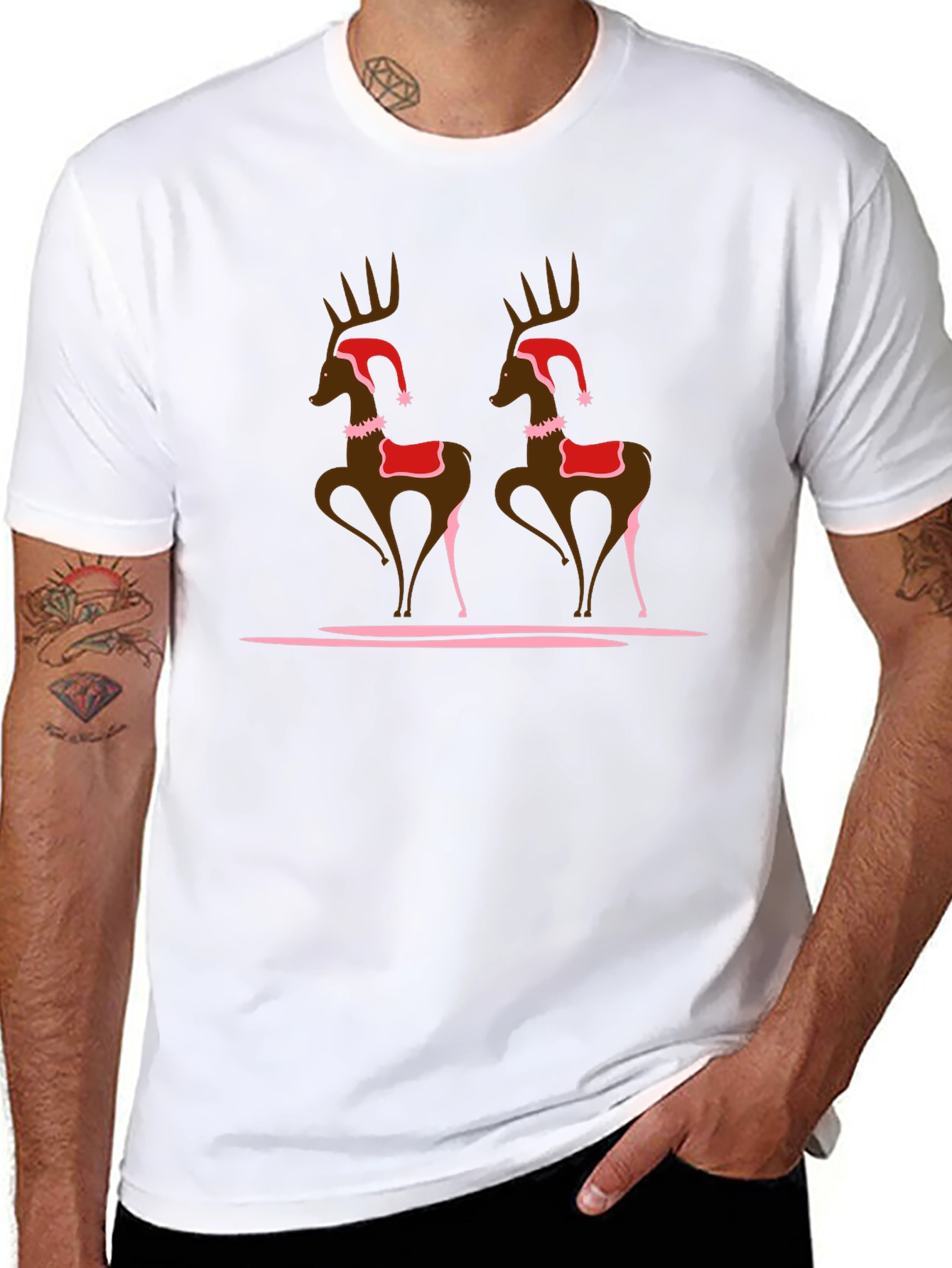 Festive Deer Graphic T-Shirt