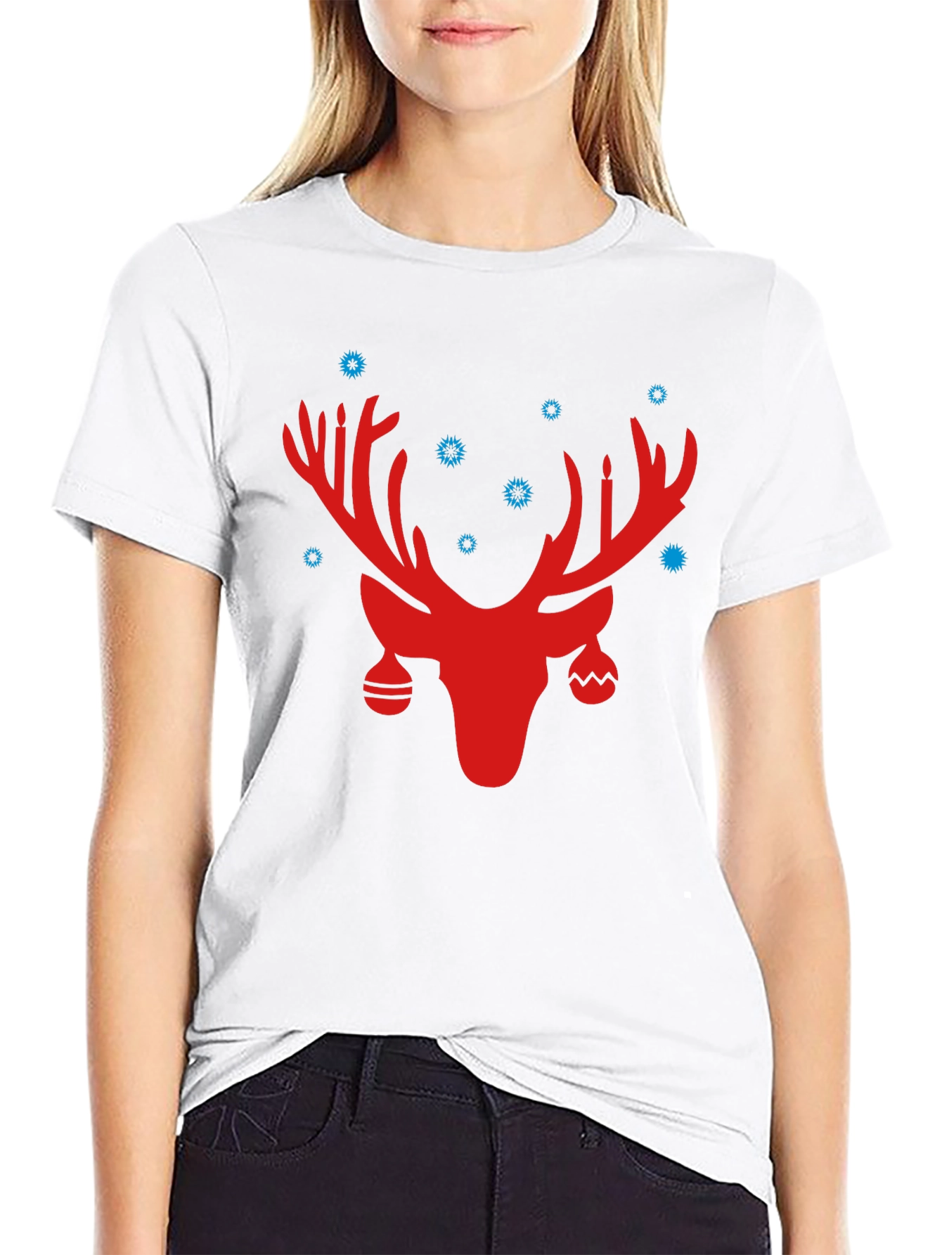 Festive Reindeer Graphic Tee - Holiday Style