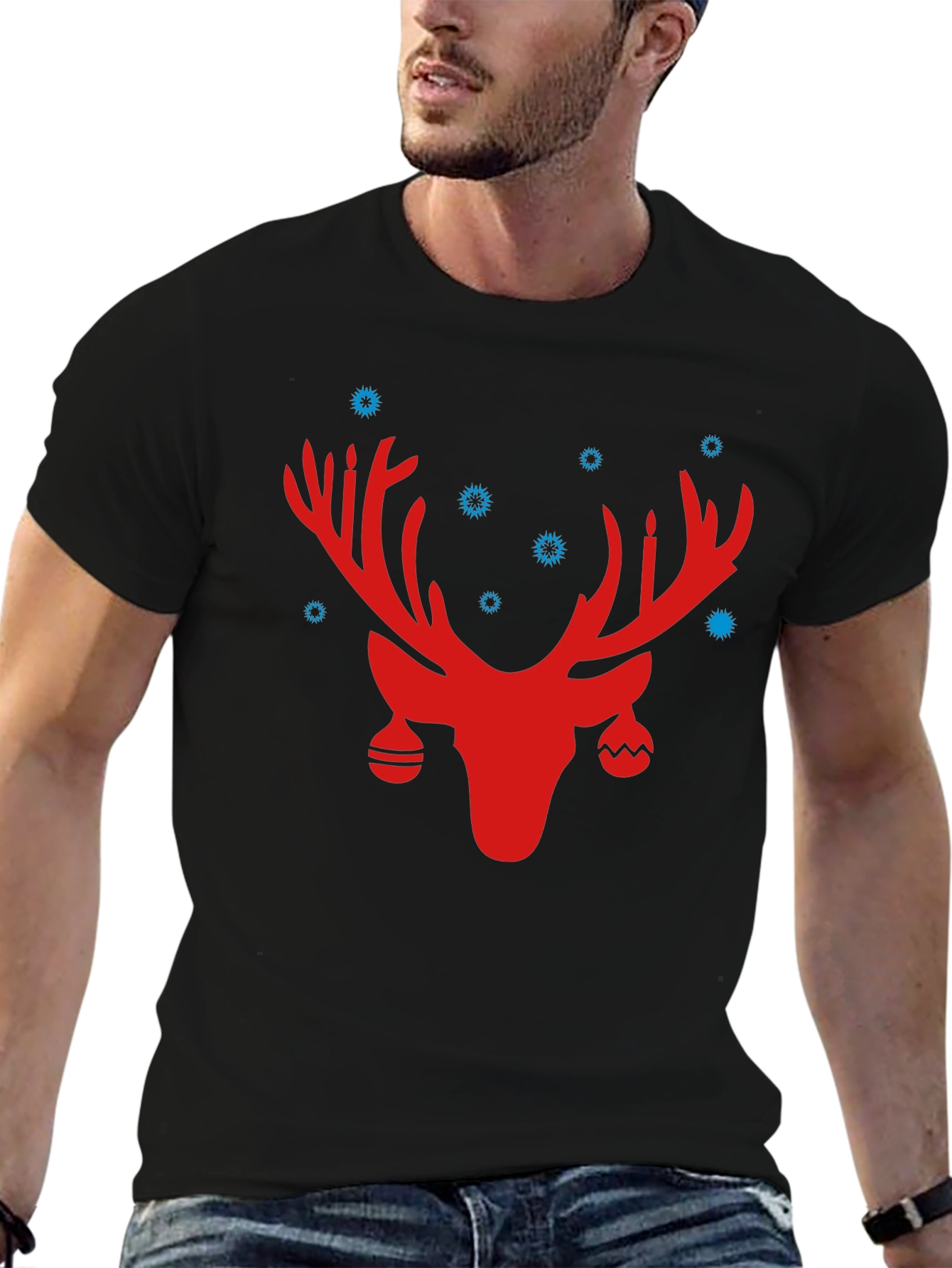 Festive Reindeer Graphic Tee - Holiday Style