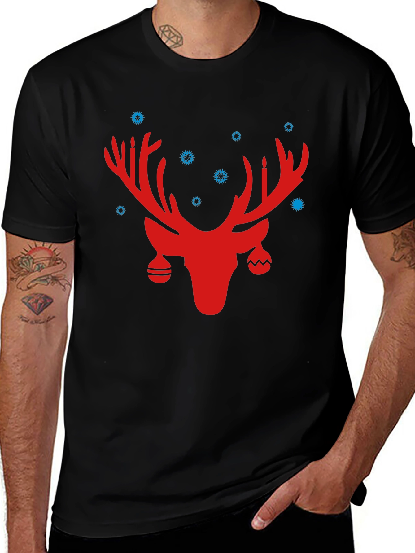 Festive Reindeer Graphic Tee - Holiday Style