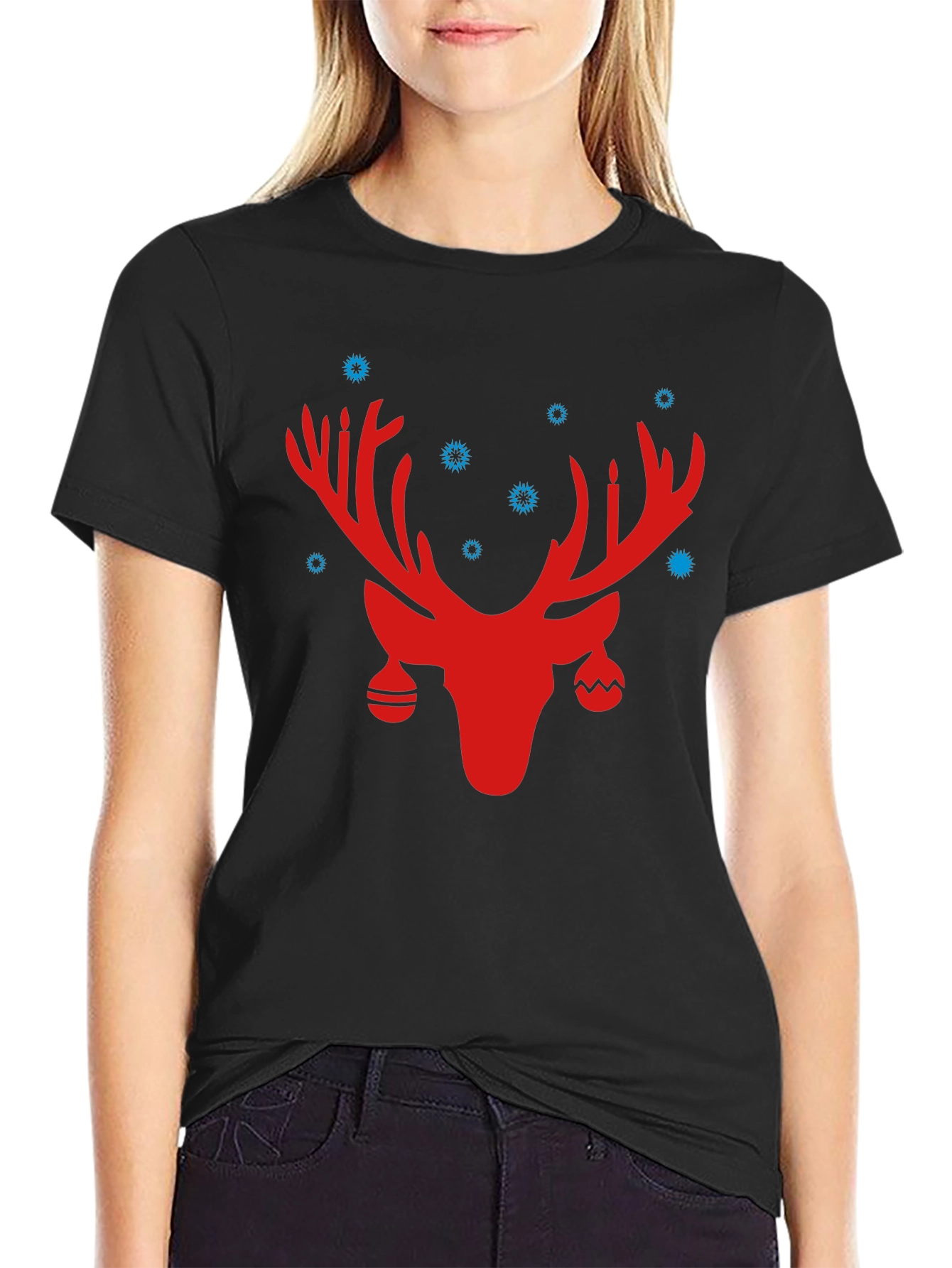 Festive Reindeer Graphic Tee - Holiday Style