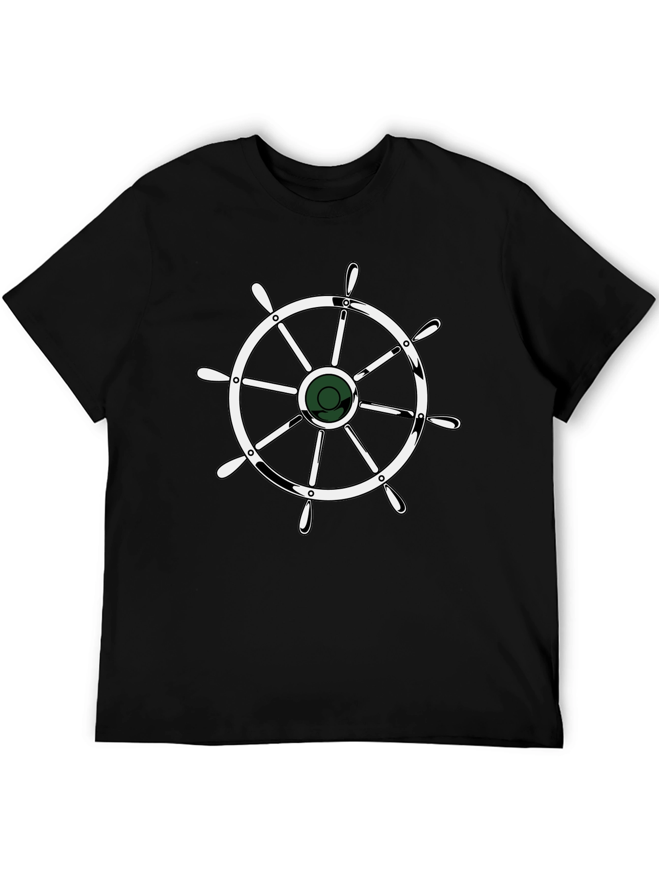Nautical Wheel Graphic Black T-Shirt