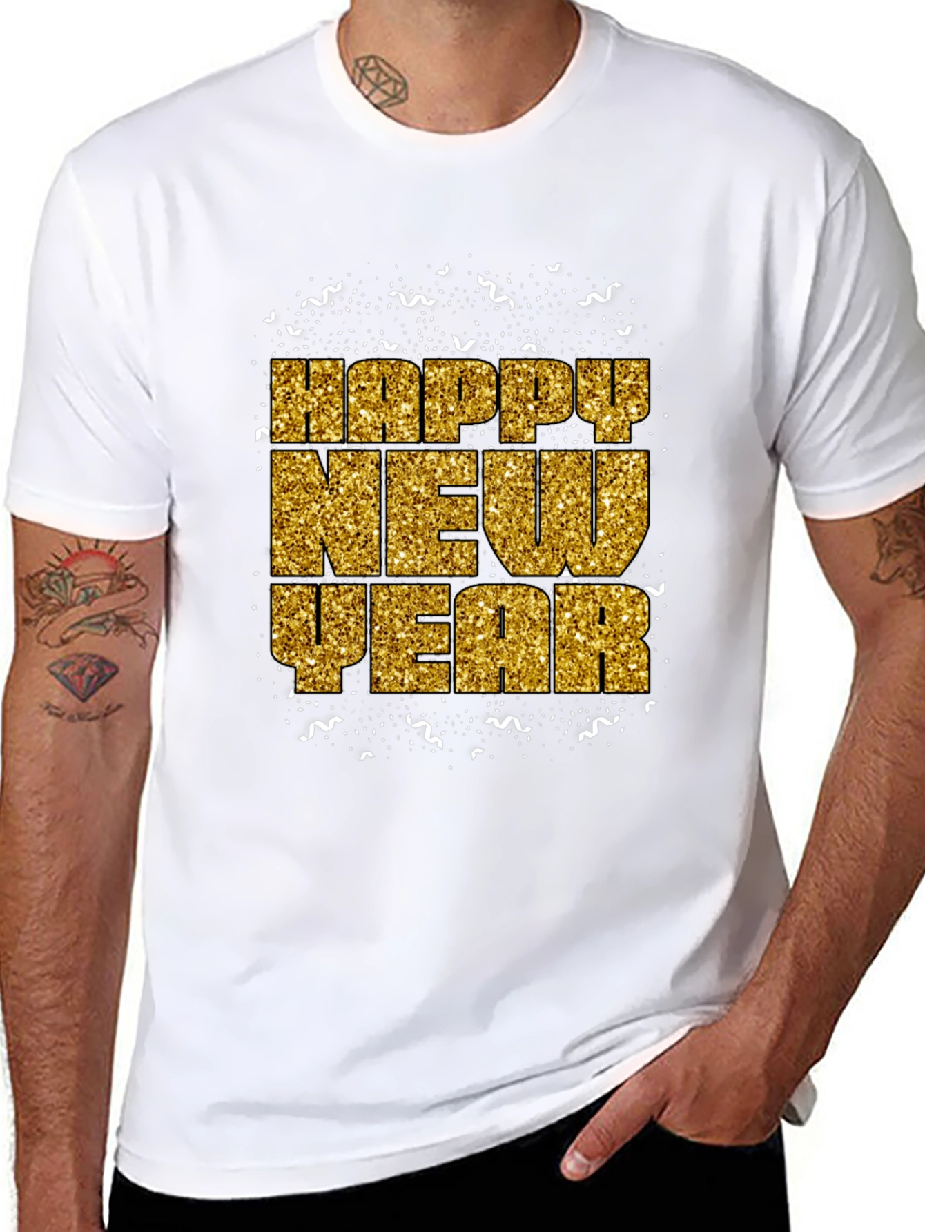 Happy New Year Gold Glitter Graphic Tee