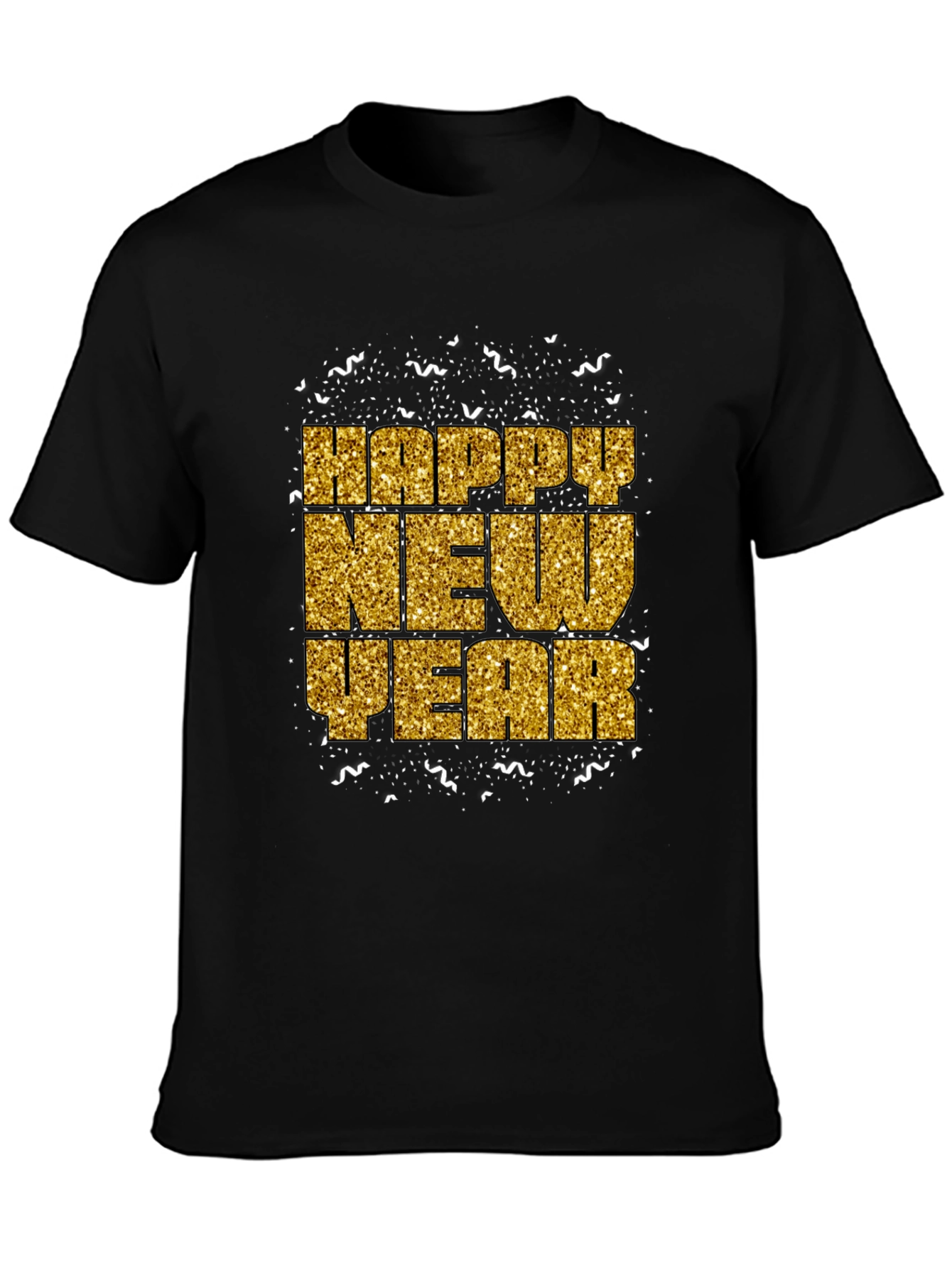 Happy New Year Gold Glitter Graphic Tee