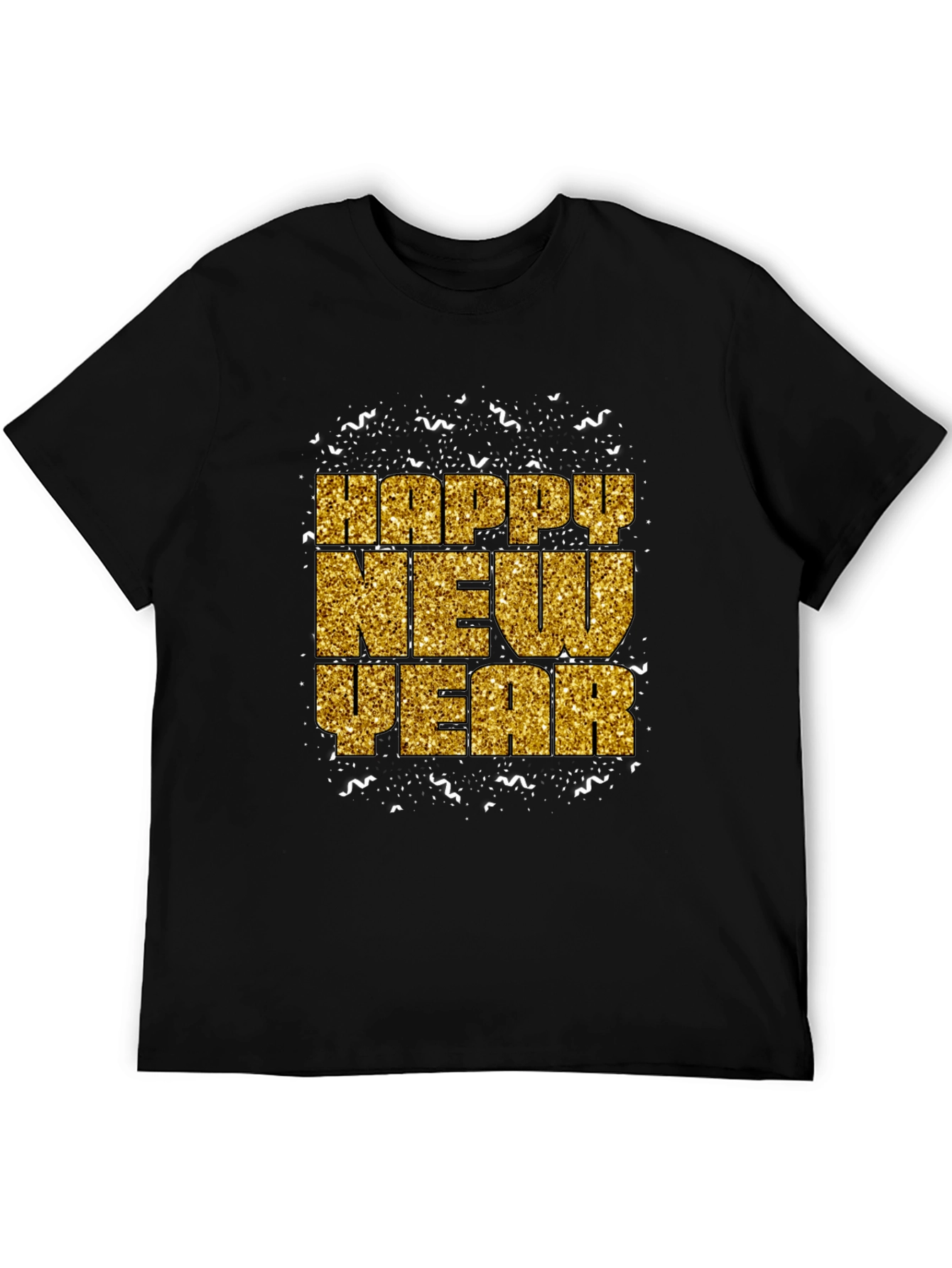 Happy New Year Gold Glitter Graphic Tee