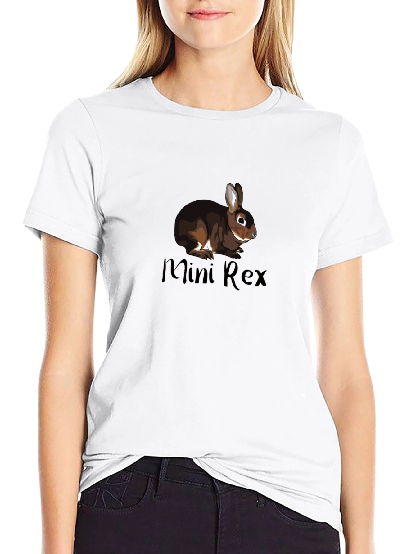 Mini Rex Rabbit Graphic Black T-Shirt