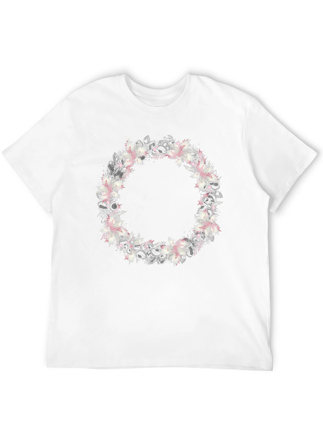 Floral Wreath Graphic Black T-Shirt