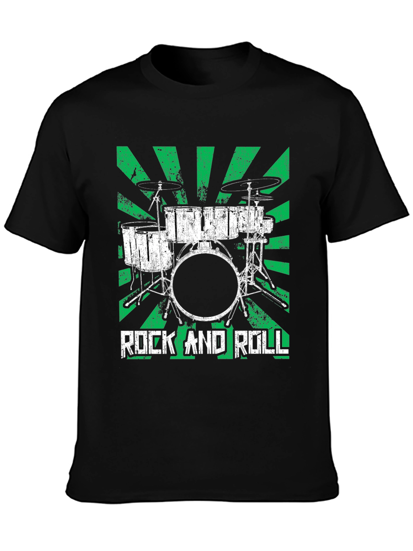 Rock and Roll Drum Set T-Shirt - Greenburst Design