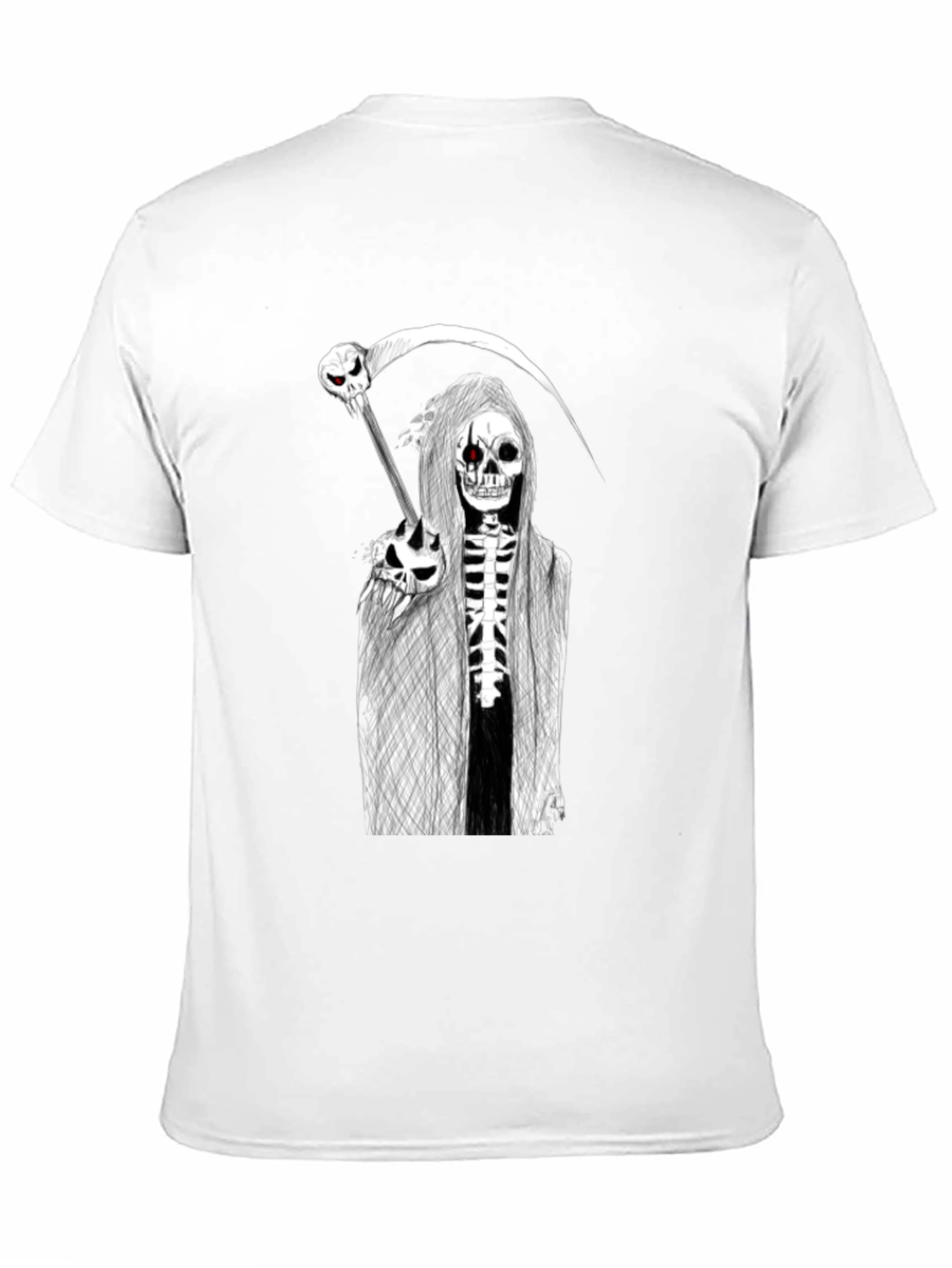 Grim Reaper Graphic Tee - Skull Scythe Print