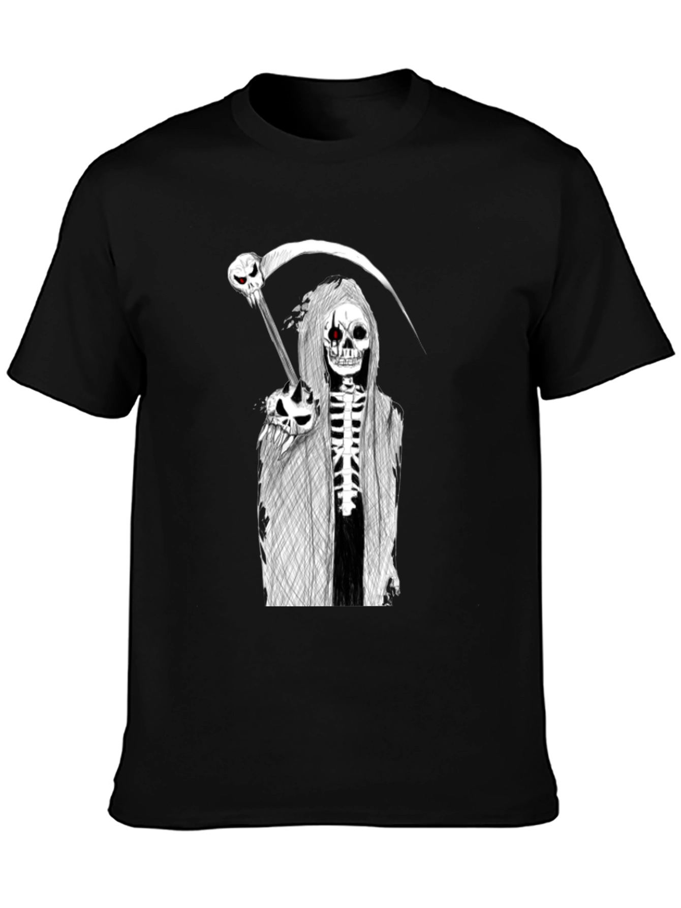 Grim Reaper Graphic Tee - Skull Scythe Print