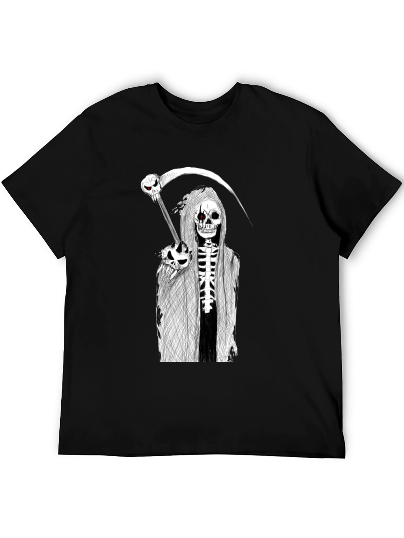 Grim Reaper Graphic Tee - Skull Scythe Print