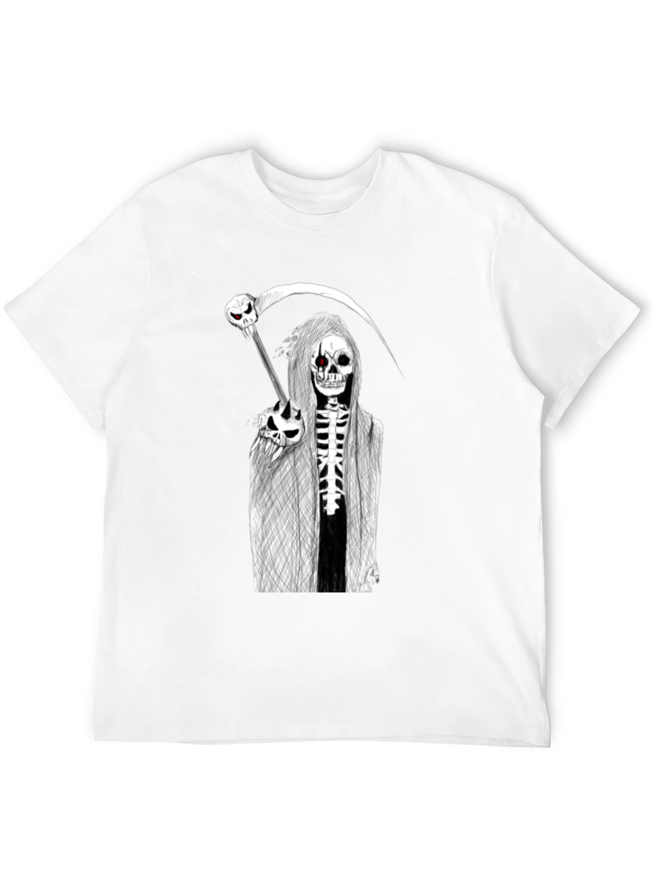 Grim Reaper Graphic Tee - Skull Scythe Print