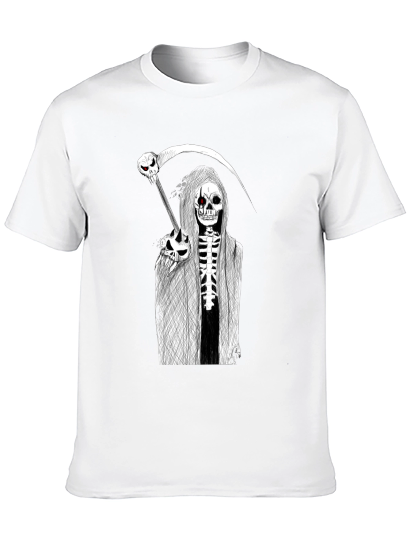 Grim Reaper Graphic Tee - Skull Scythe Print
