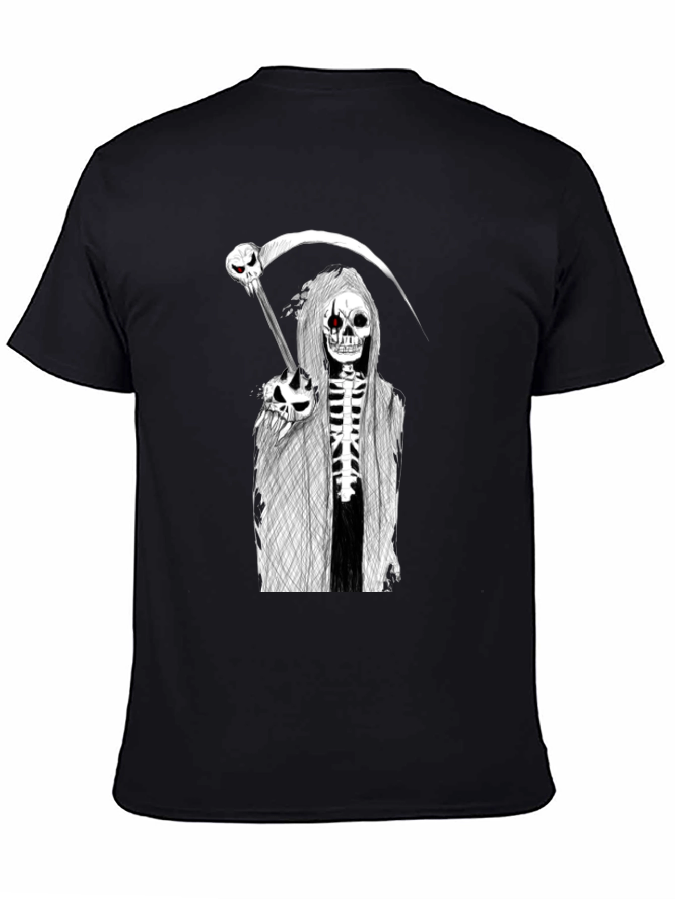 Grim Reaper Graphic Tee - Skull Scythe Print