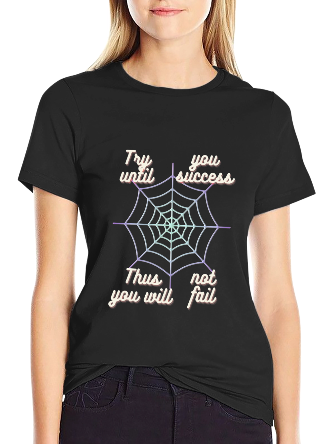 Try Until You Succeed Mens Black Graphic Tee