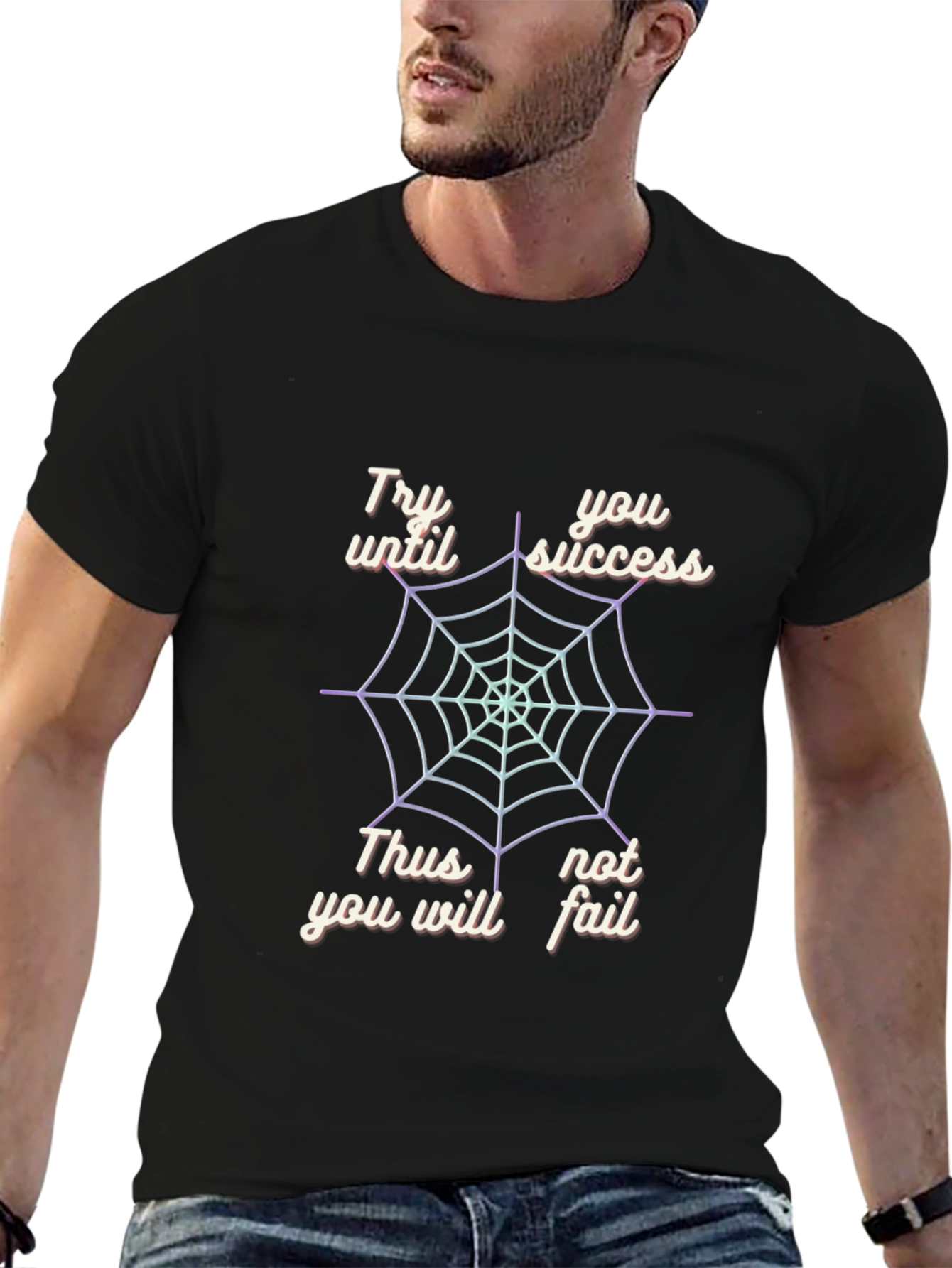 Try Until You Succeed Mens Black Graphic Tee
