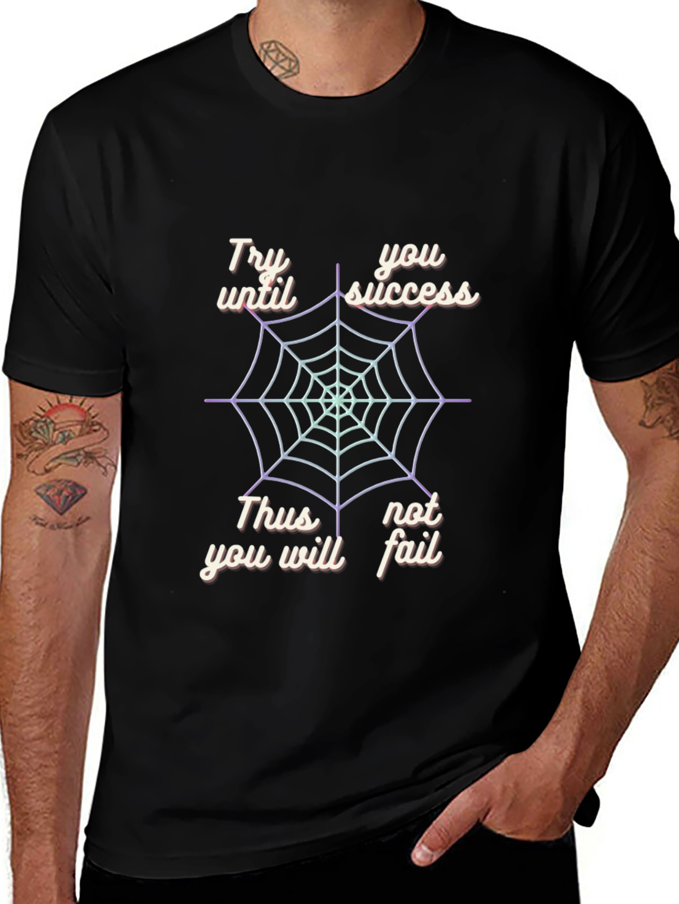 Try Until You Succeed Mens Black Graphic Tee