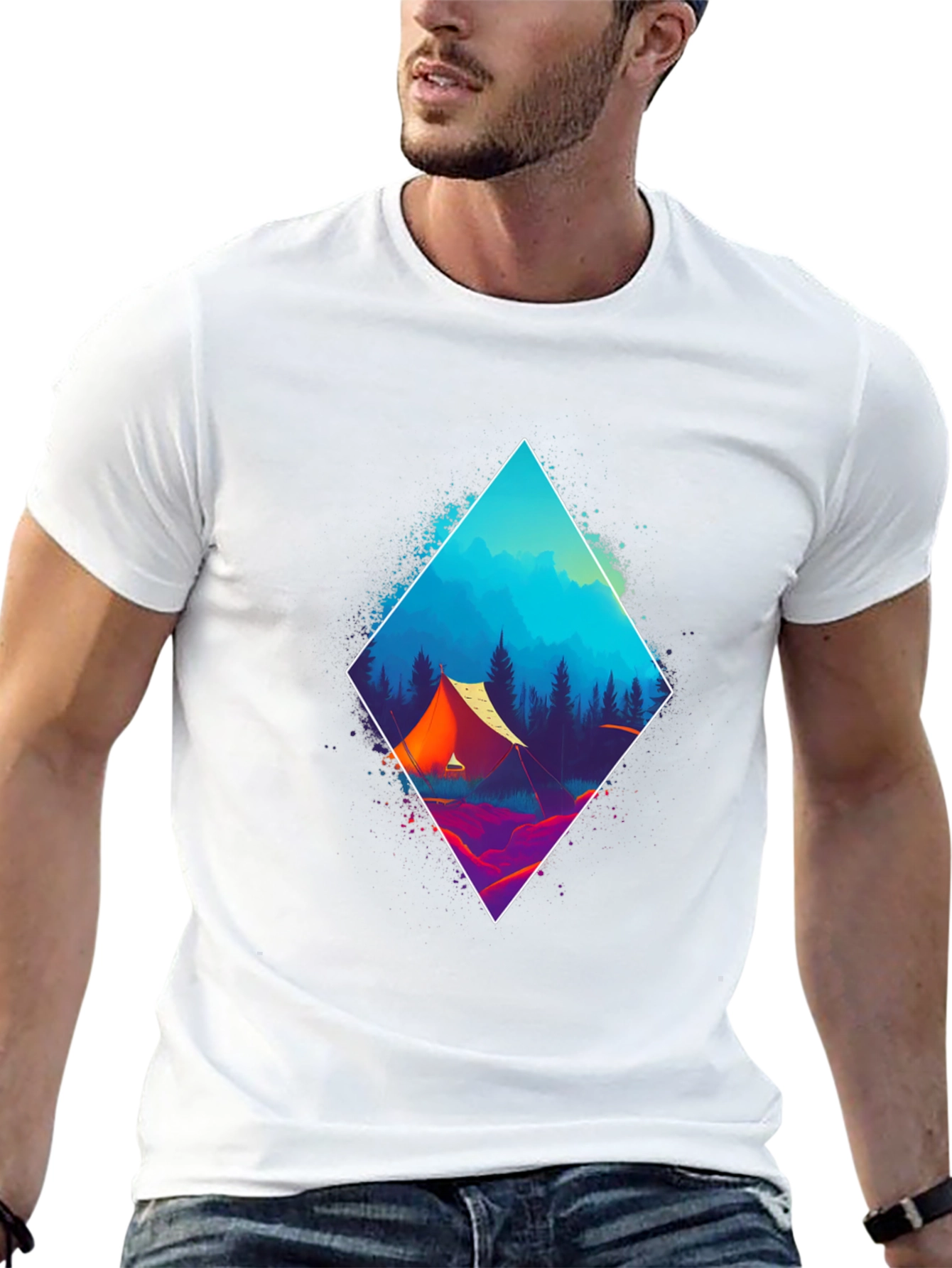 Vibrant Camping Scene Graphic Tee