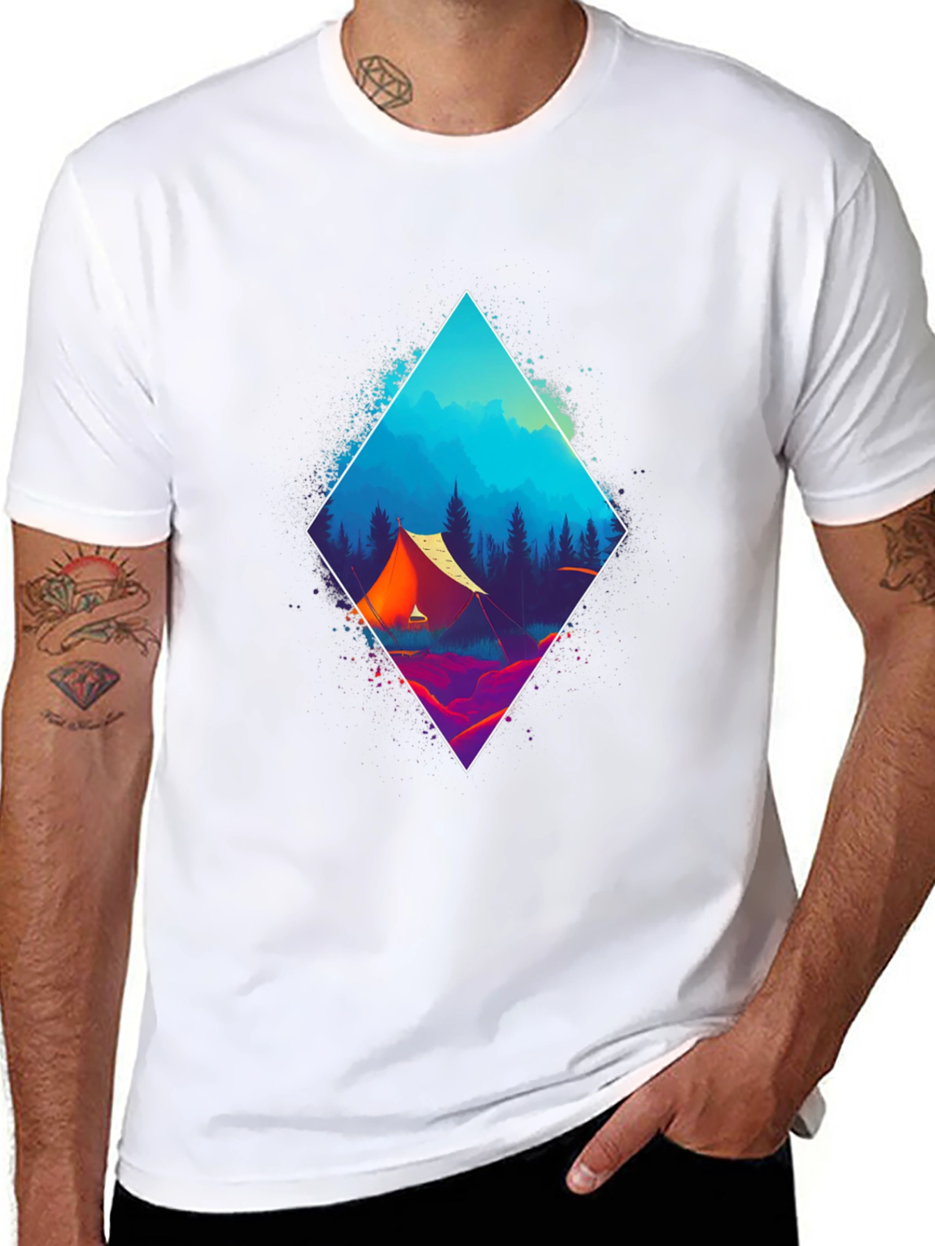 Vibrant Camping Scene Graphic Tee
