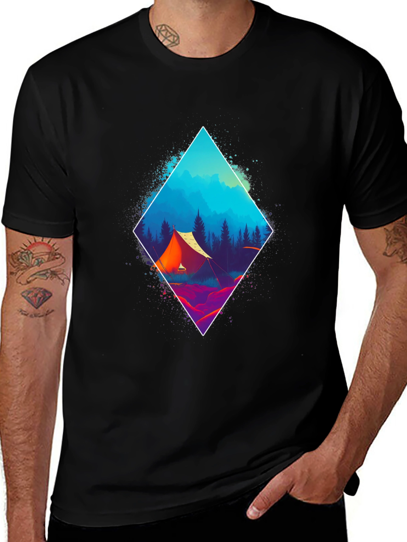 Vibrant Camping Scene Graphic Tee