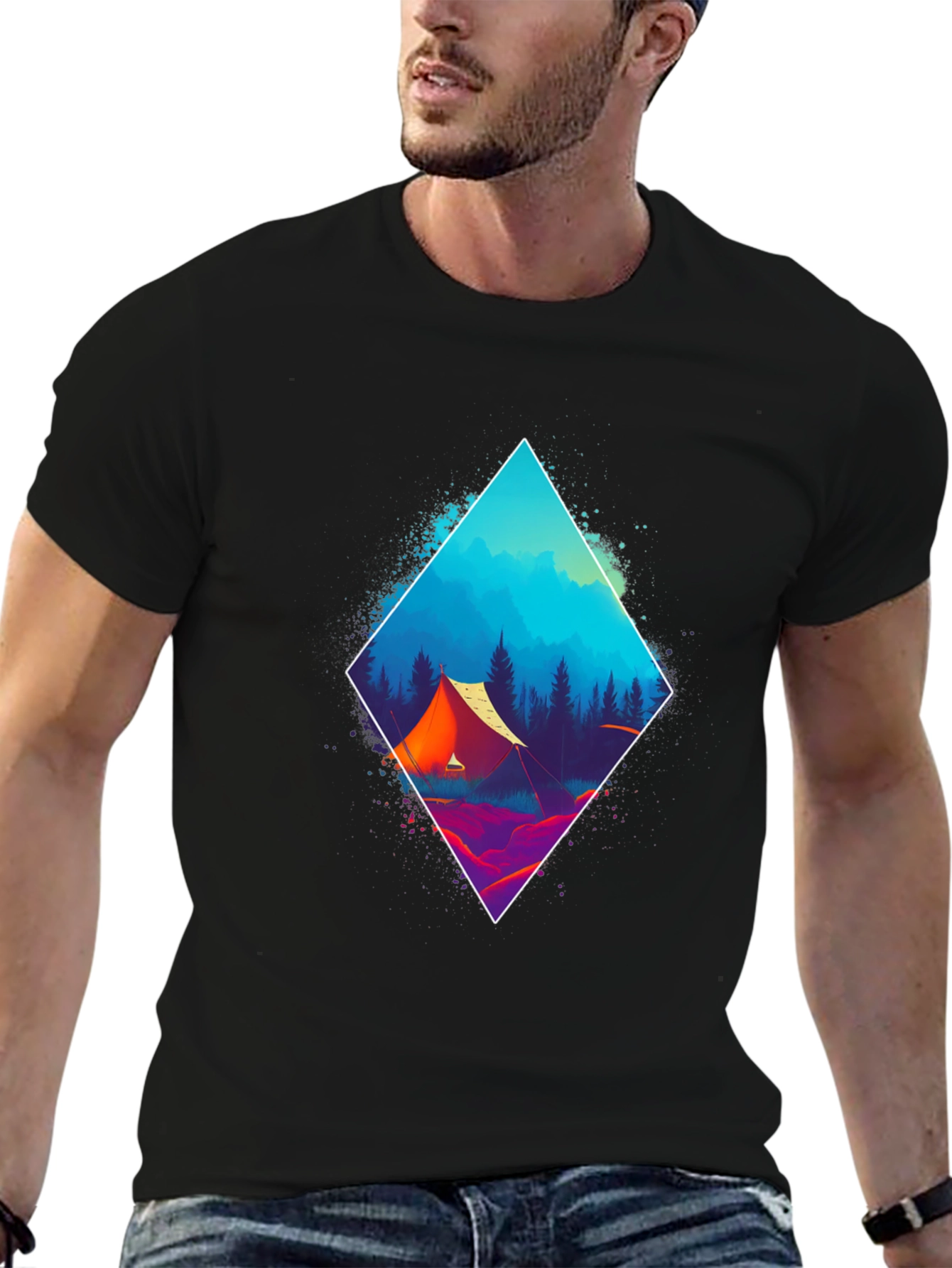Vibrant Camping Scene Graphic Tee