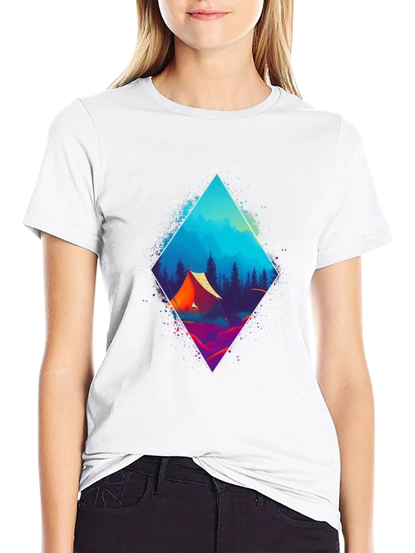 Vibrant Camping Scene Graphic Tee