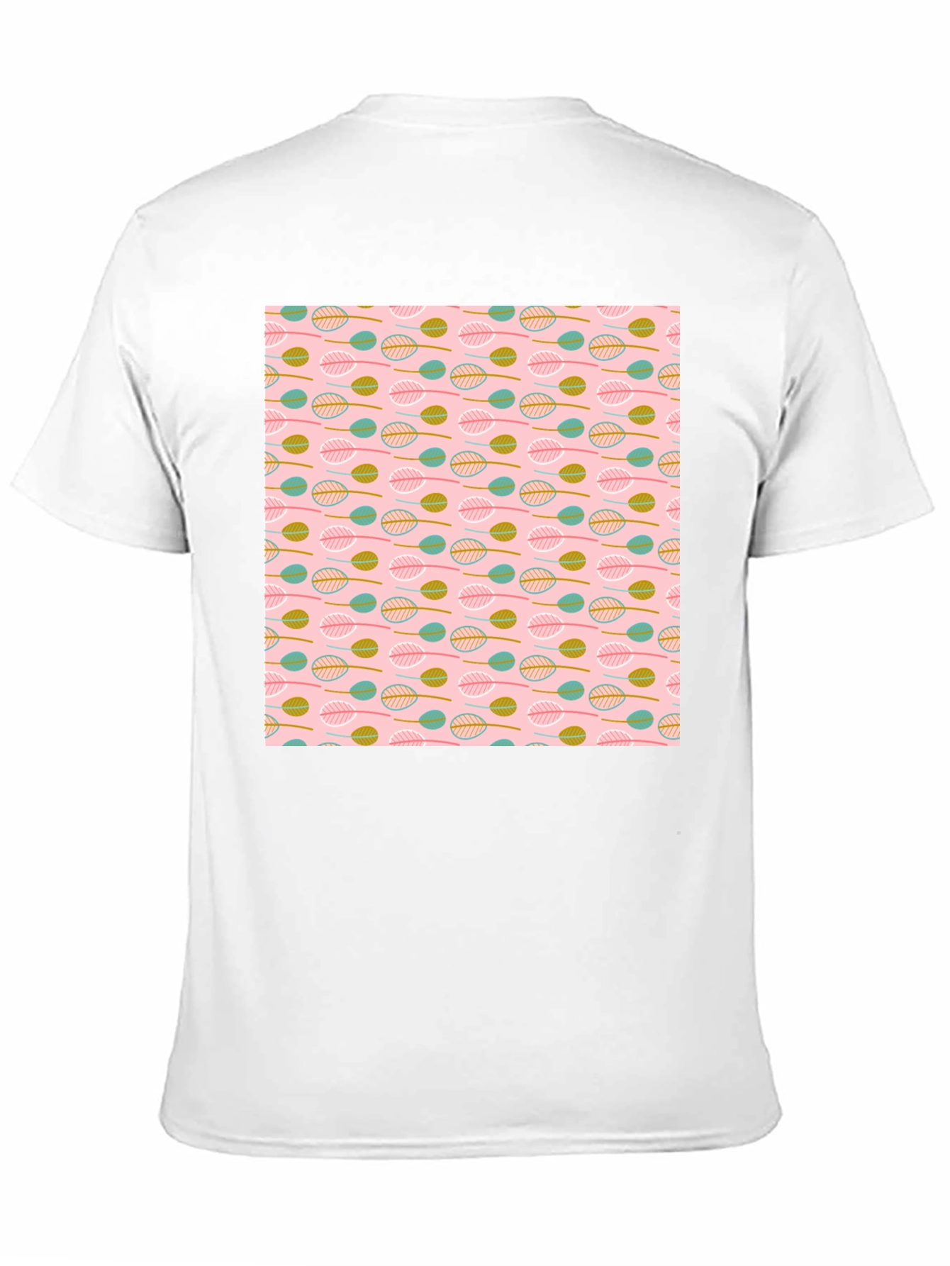 Leaf Pattern T-Shirt - Black Crew Neck Tee