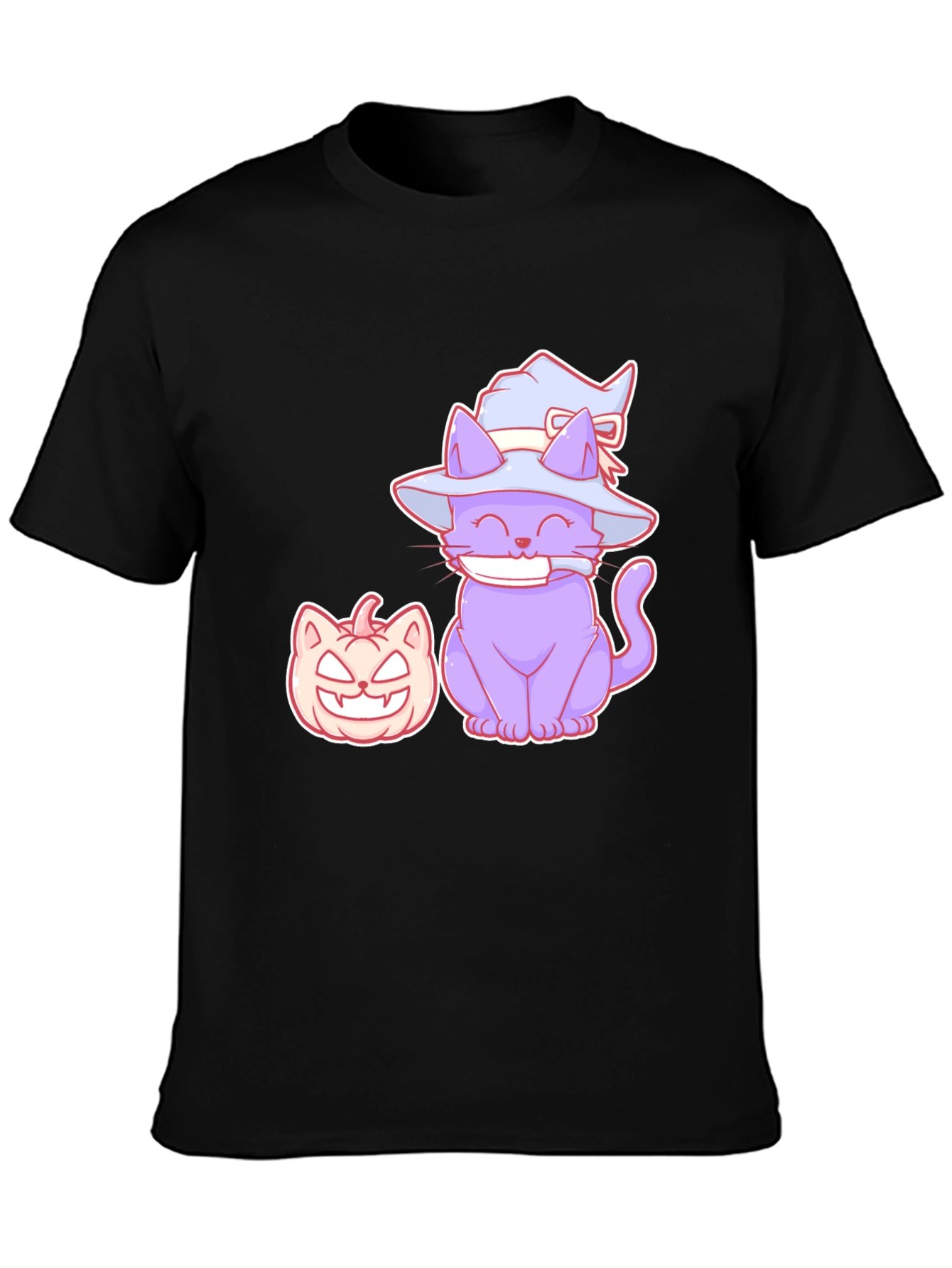 Halloween Cat and Pumpkin Graphic T-Shirt