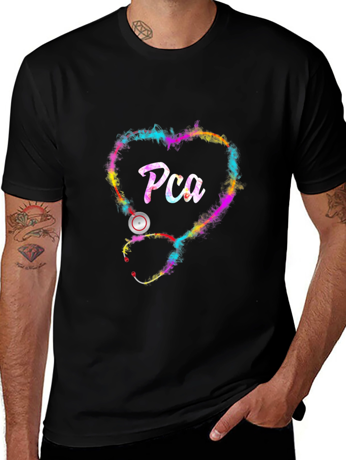PCA Heart Stethoscope Graphic Tee - Black