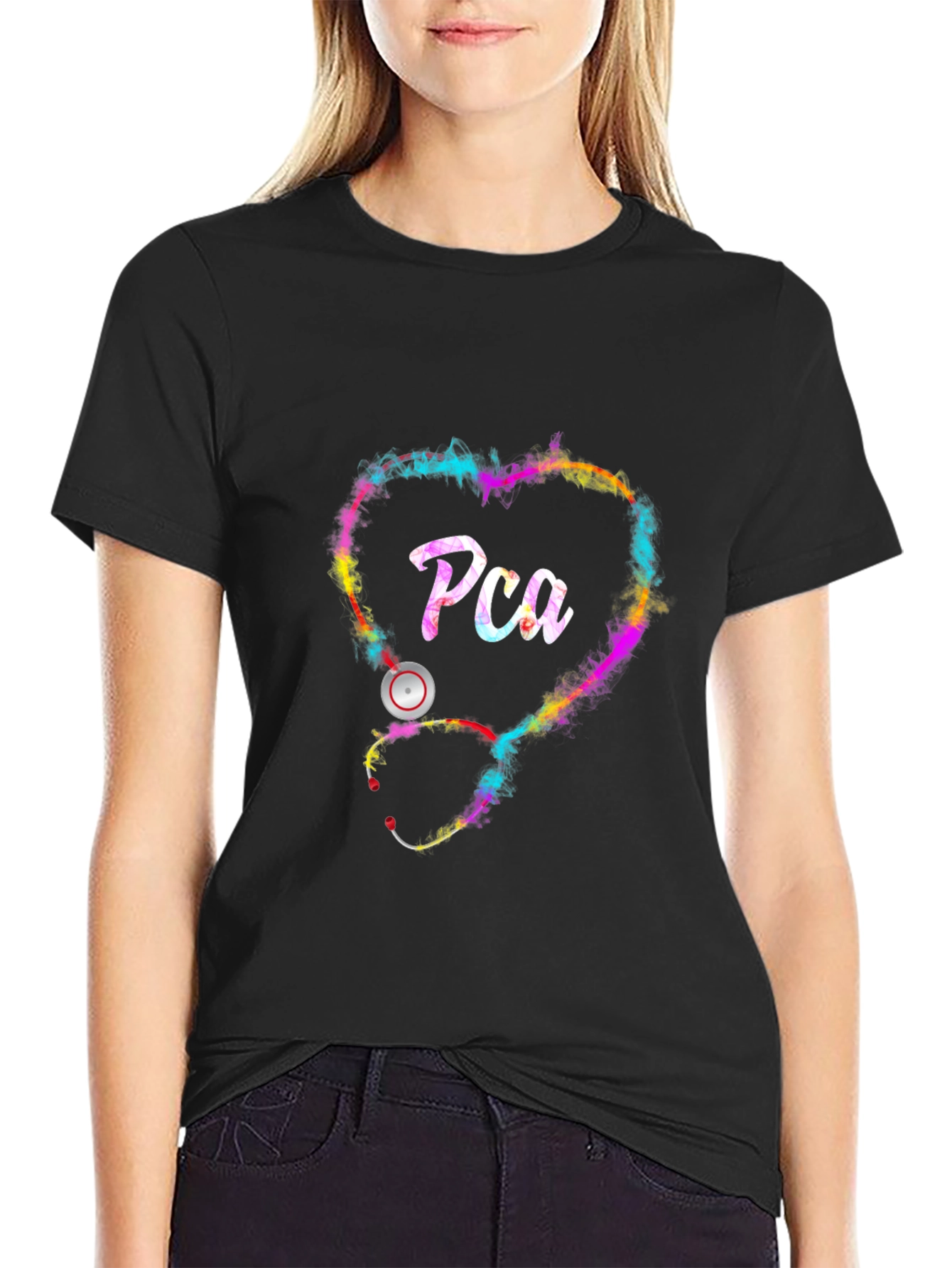 PCA Heart Stethoscope Graphic Tee - Black