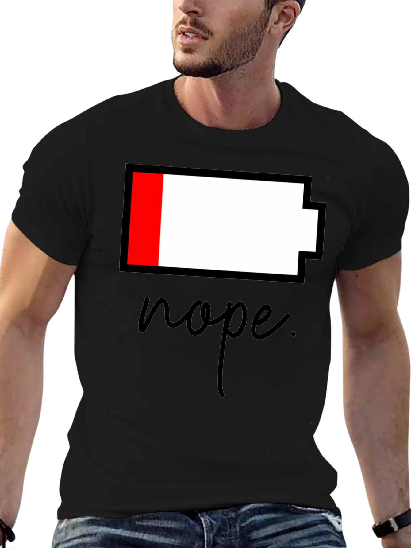 Nope Low Battery Black T-Shirt
