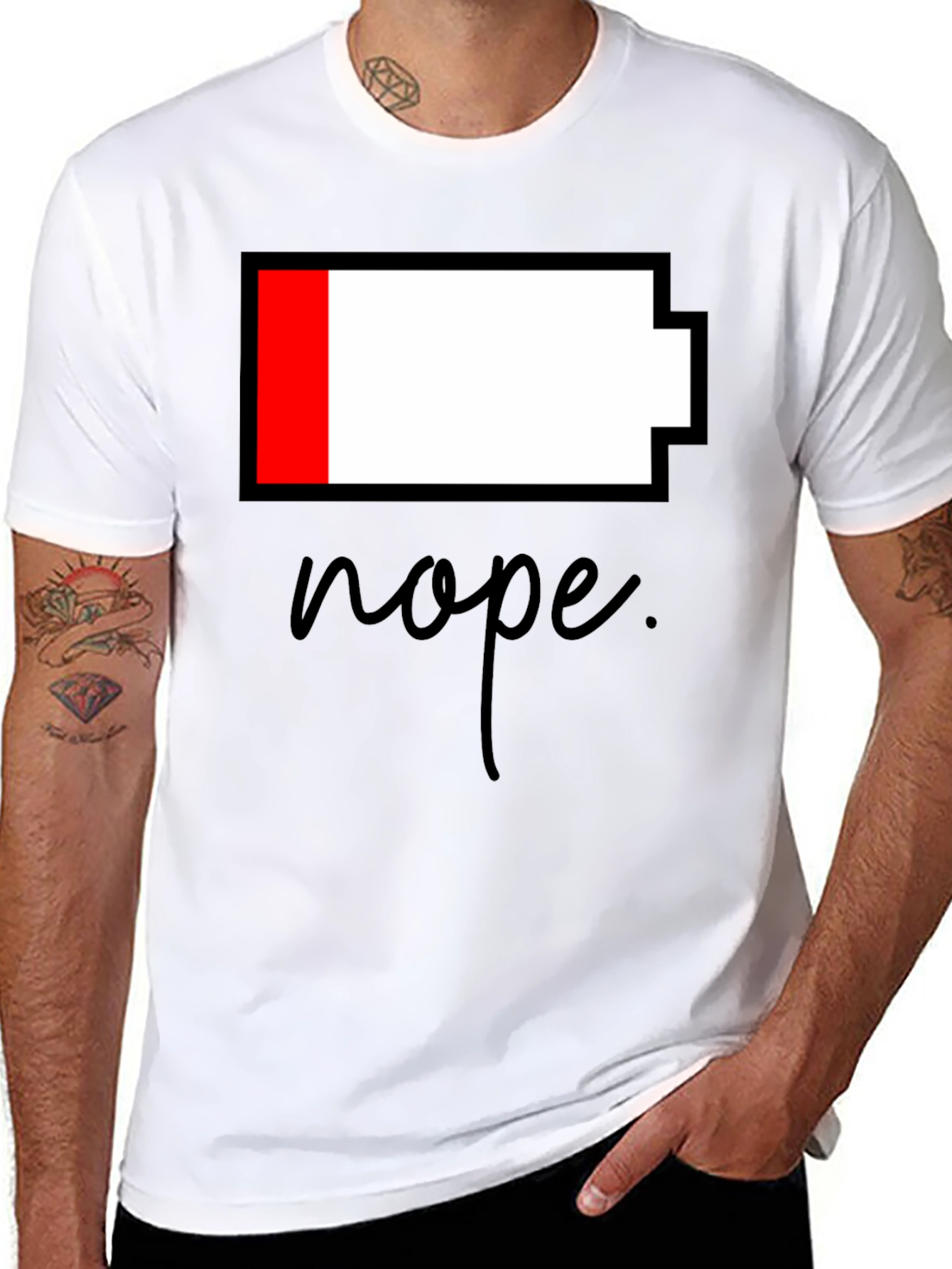 Nope Low Battery Black T-Shirt