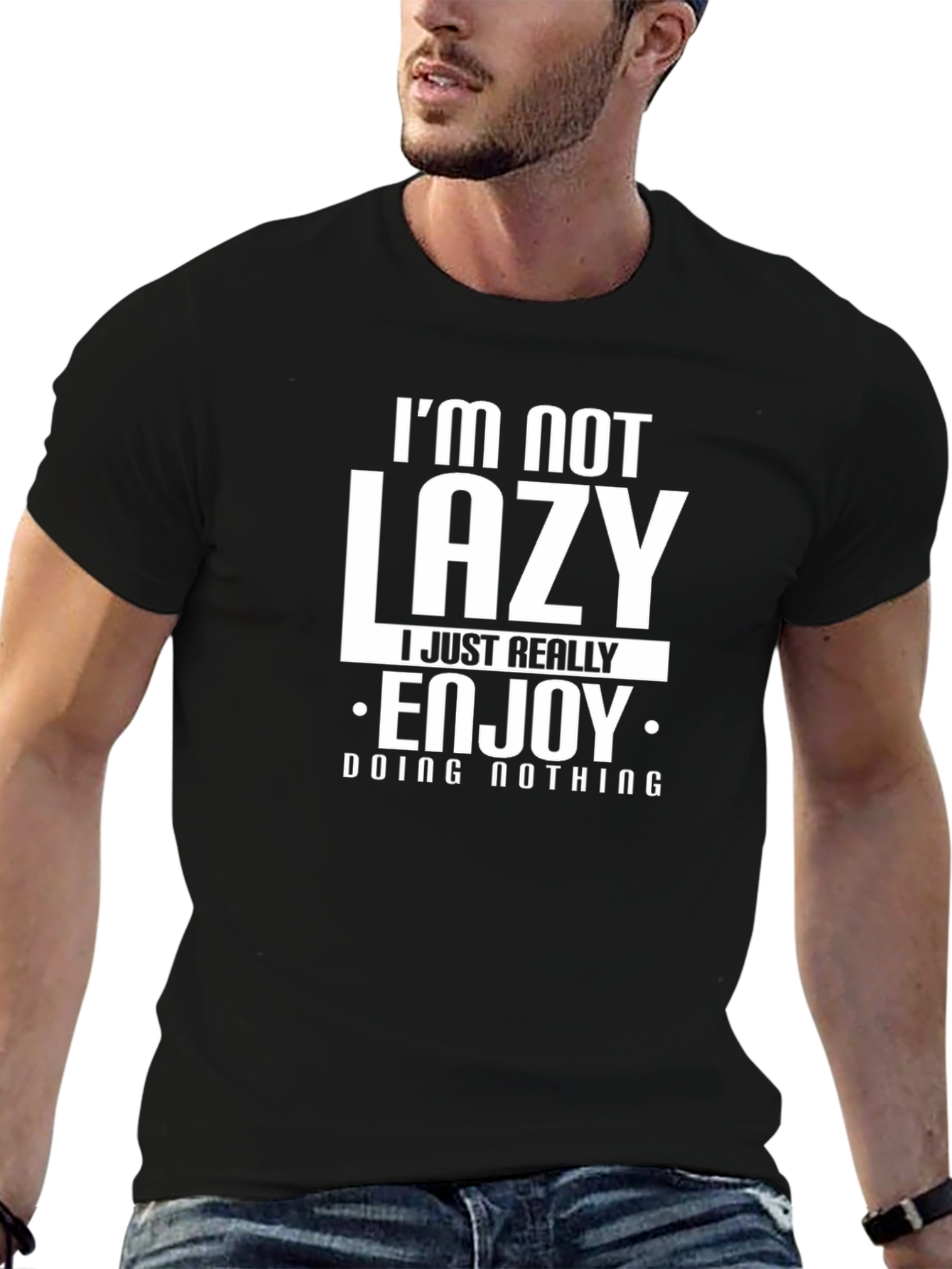 Funny Im Not Lazy Black Graphic T-Shirt
