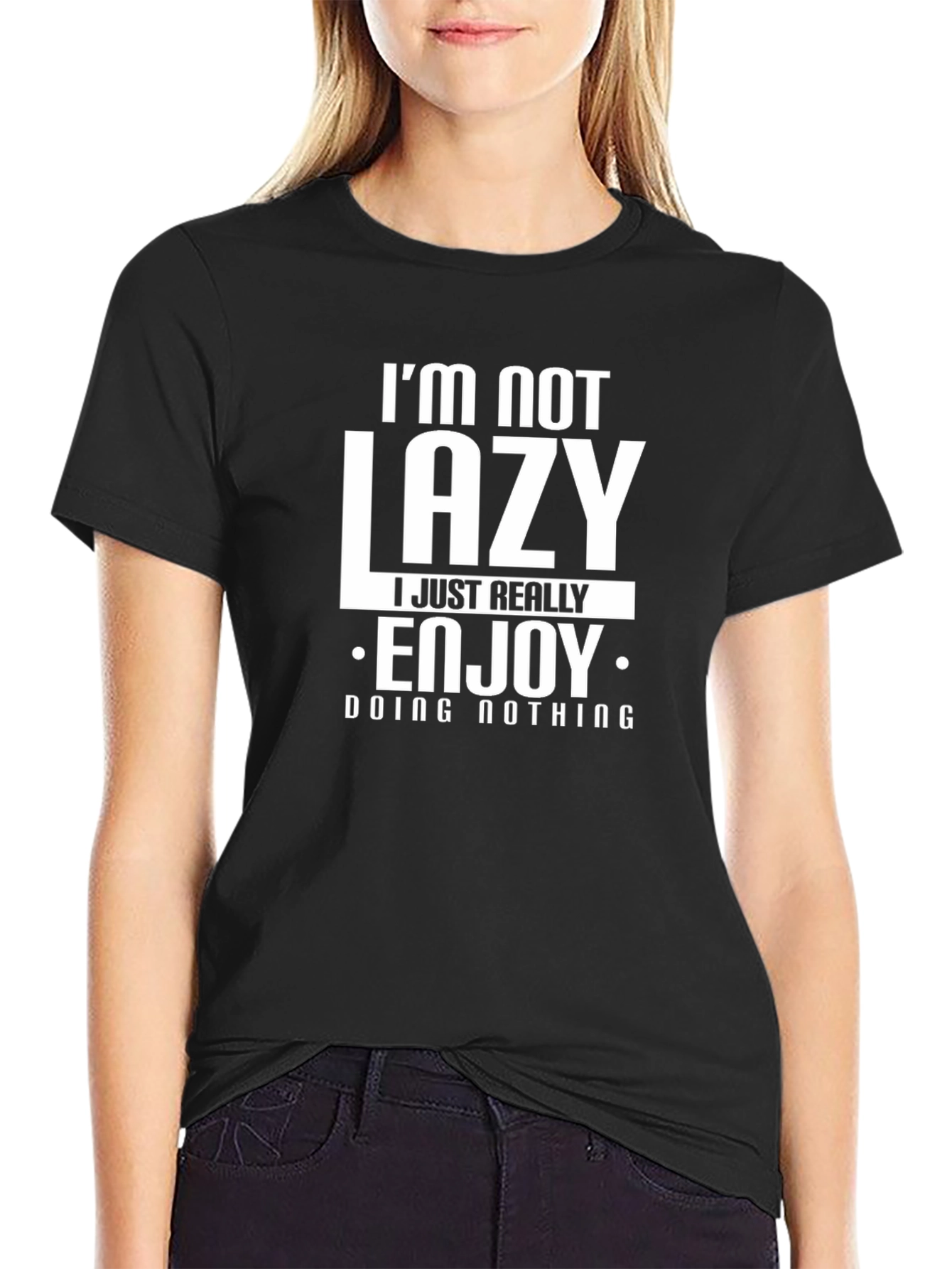 Funny Im Not Lazy Black Graphic T-Shirt