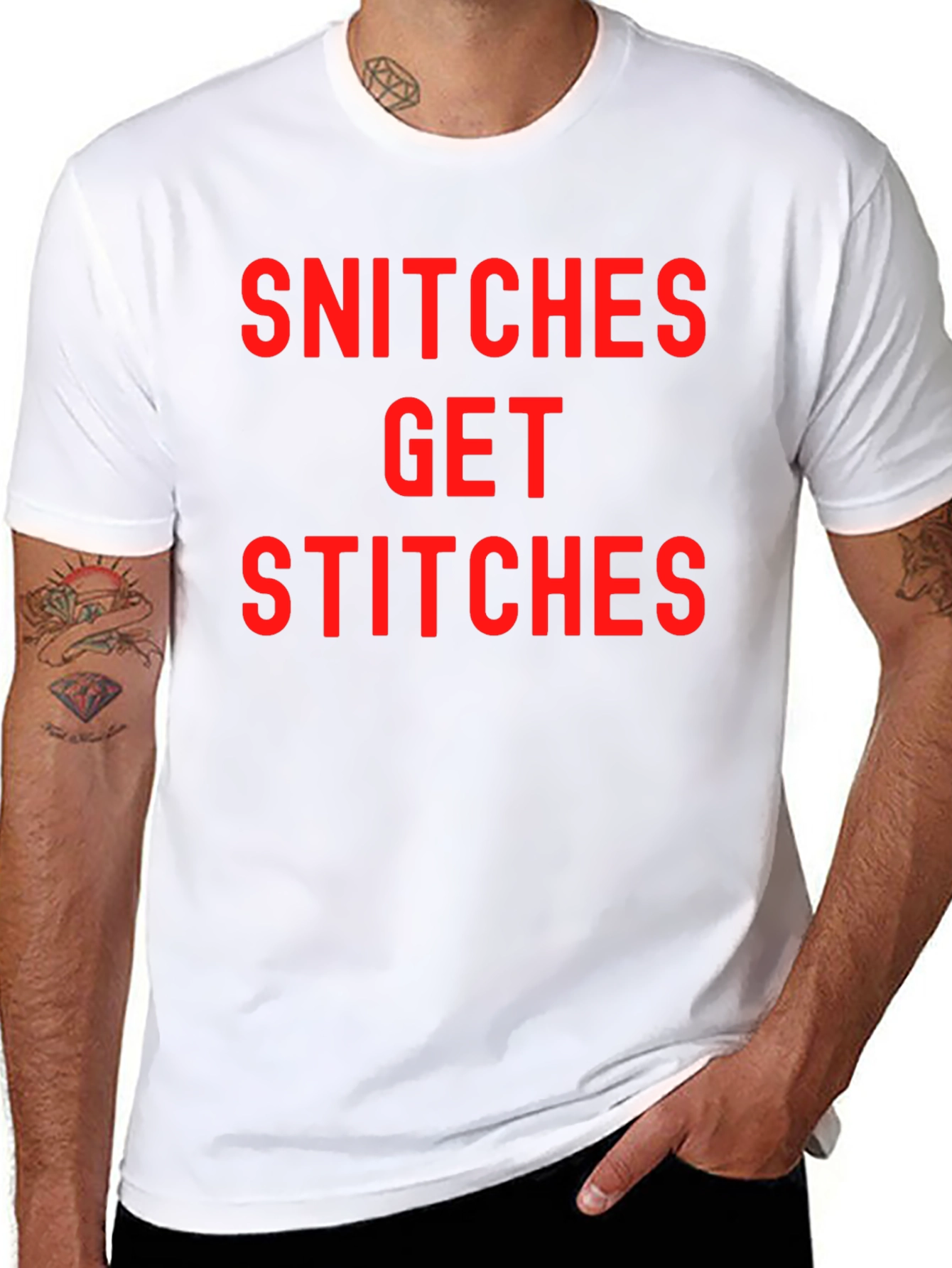 Snitches Get Stitches Black Graphic Tee