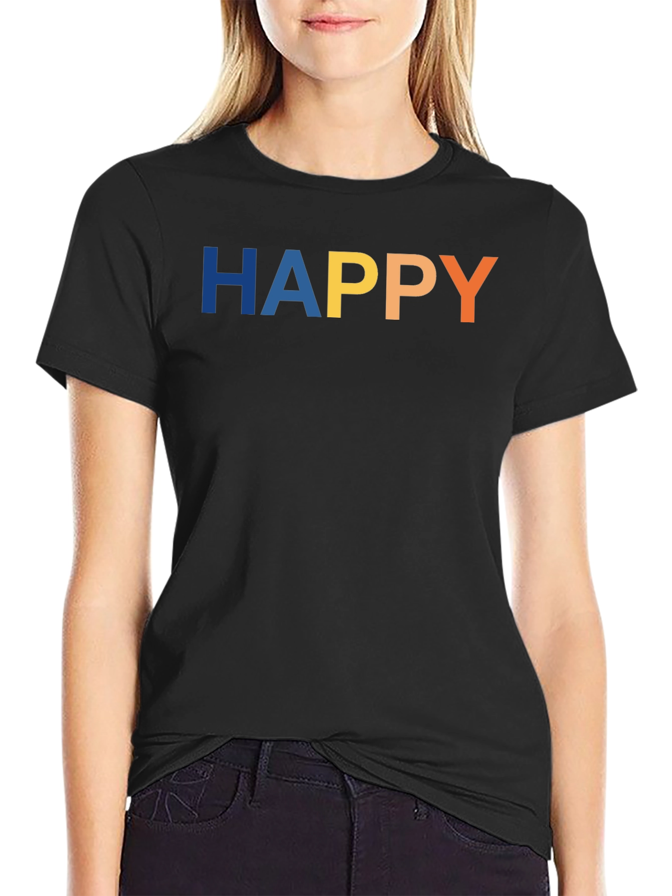 Happy Graphic Black T-Shirt for Men
