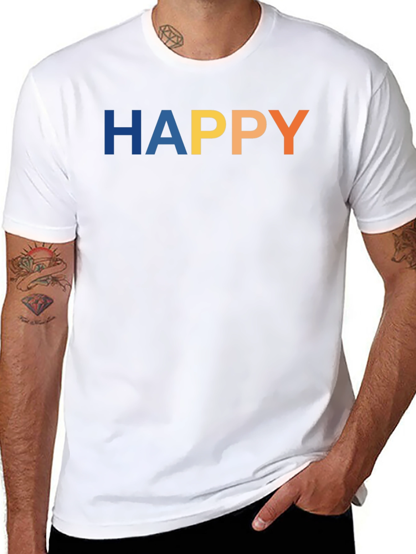 Happy Graphic Black T-Shirt for Men