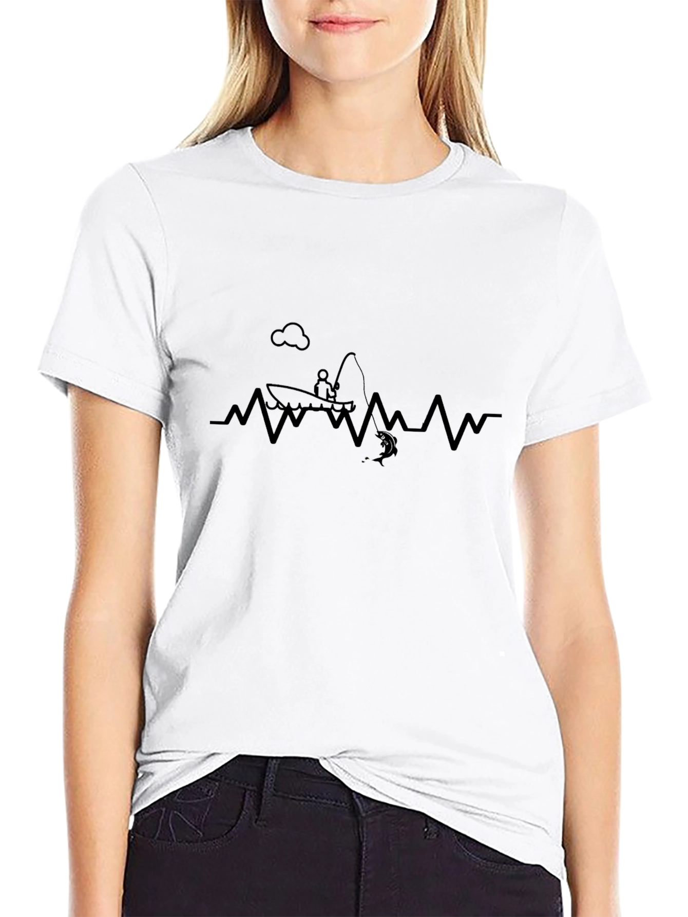 Fishing Heartbeat Graphic T-Shirt