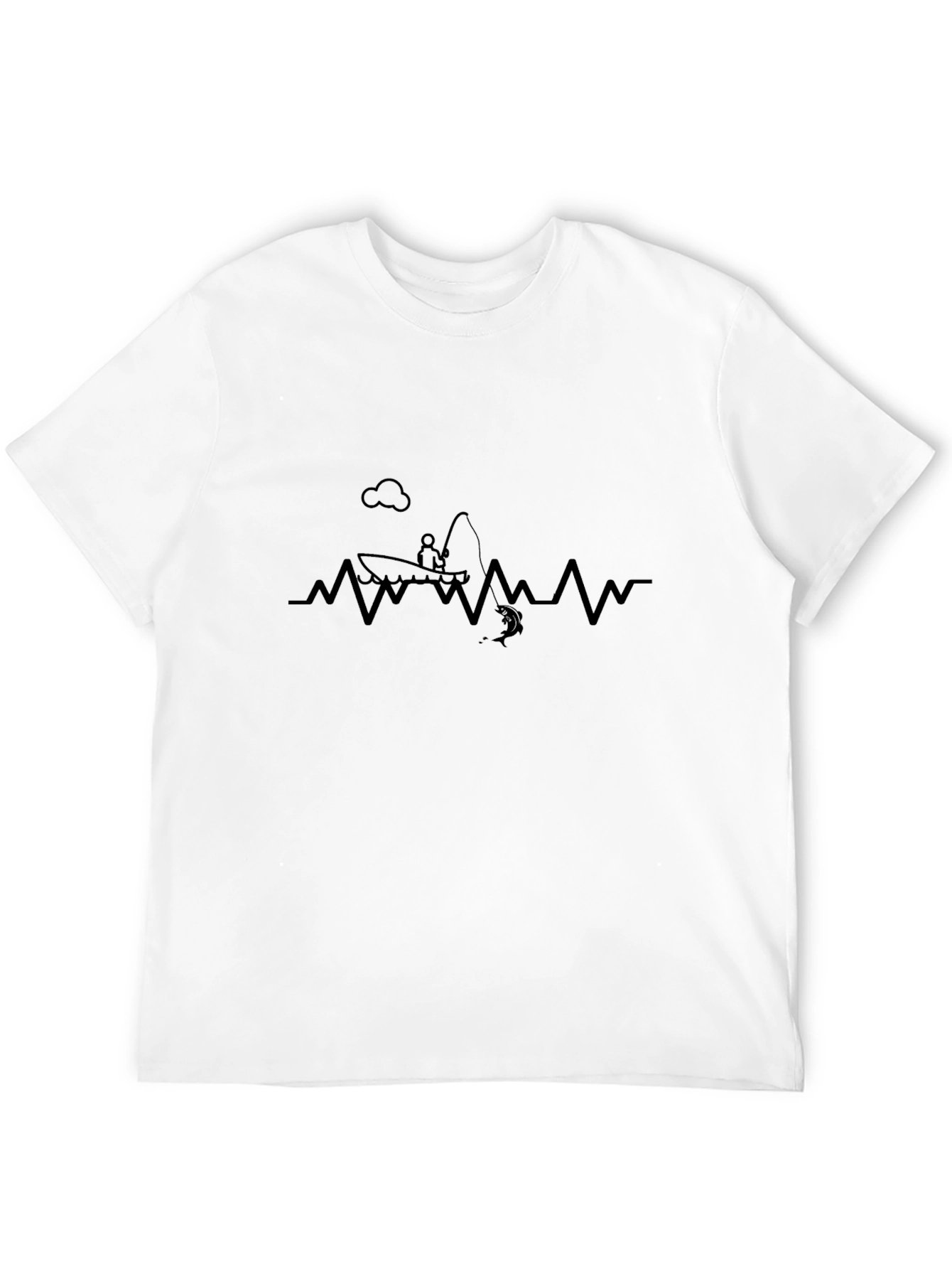 Fishing Heartbeat Graphic T-Shirt