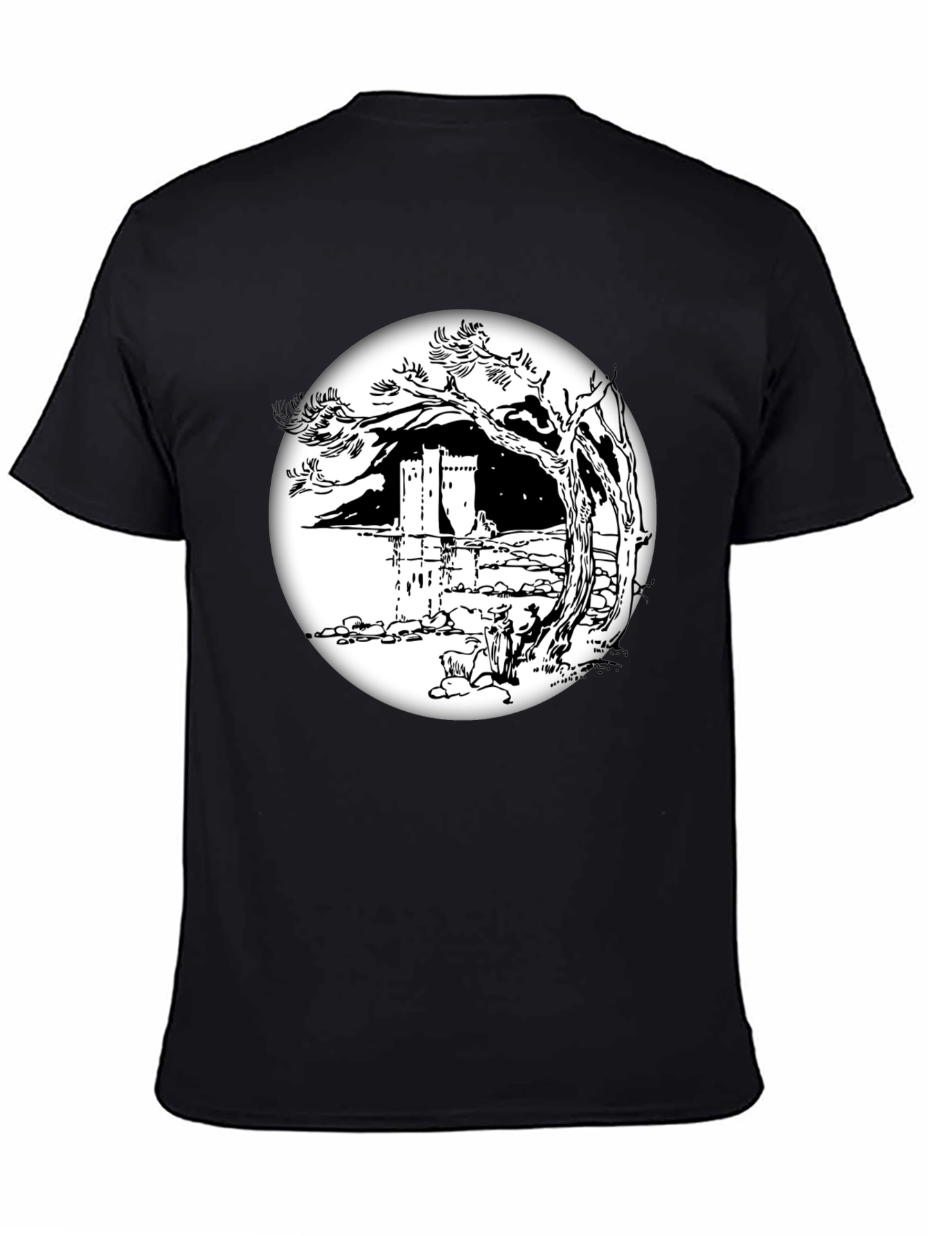 Monochrome Castle View T-Shirt