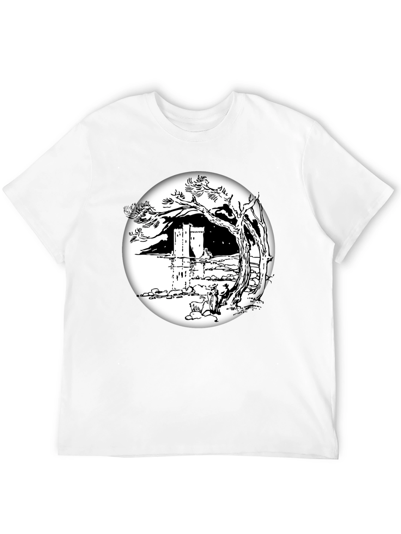 Monochrome Castle View T-Shirt