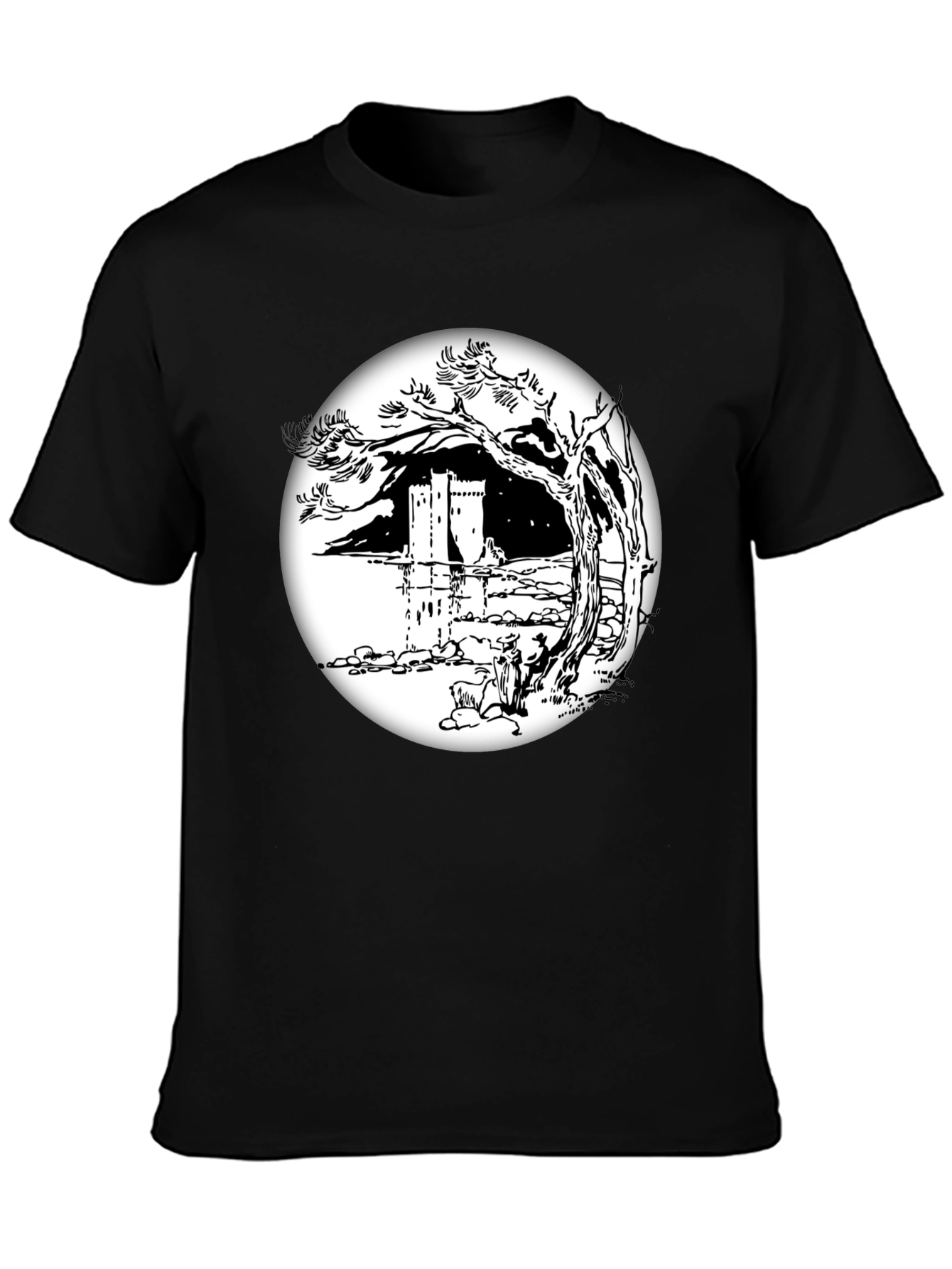 Monochrome Castle View T-Shirt
