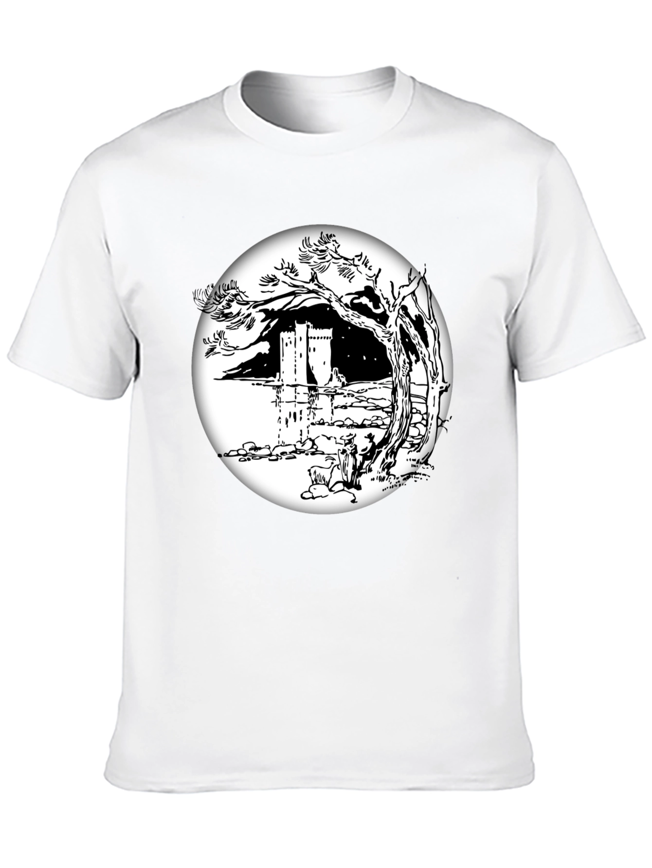 Monochrome Castle View T-Shirt