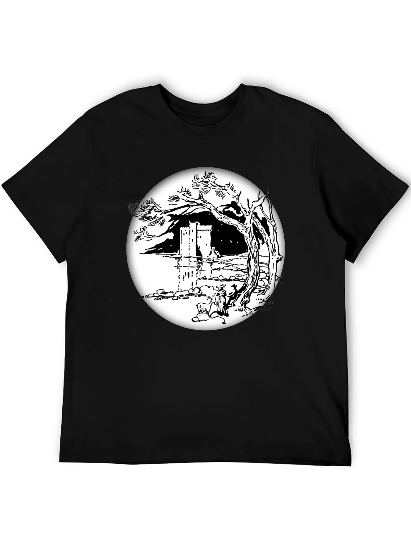Monochrome Castle View T-Shirt