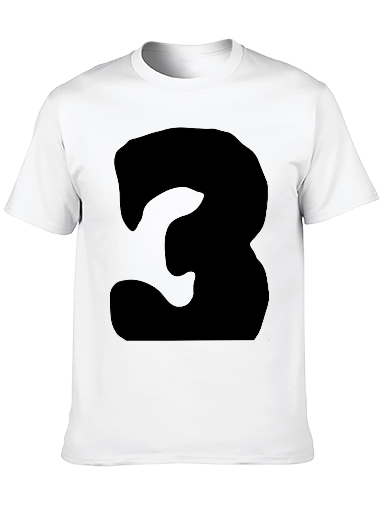 Mens Black T-Shirt with Bold Number 3 Design