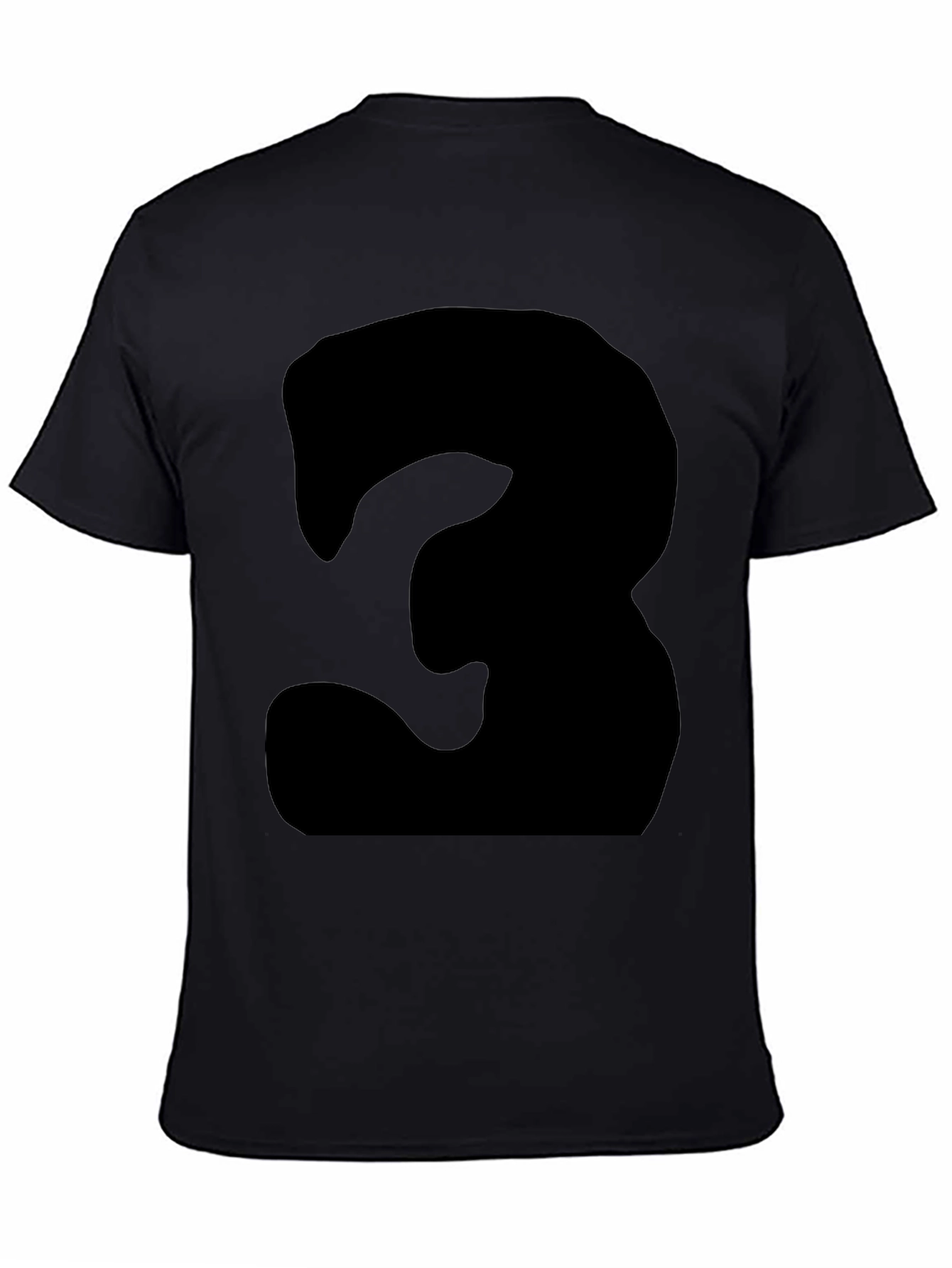 Mens Black T-Shirt with Bold Number 3 Design